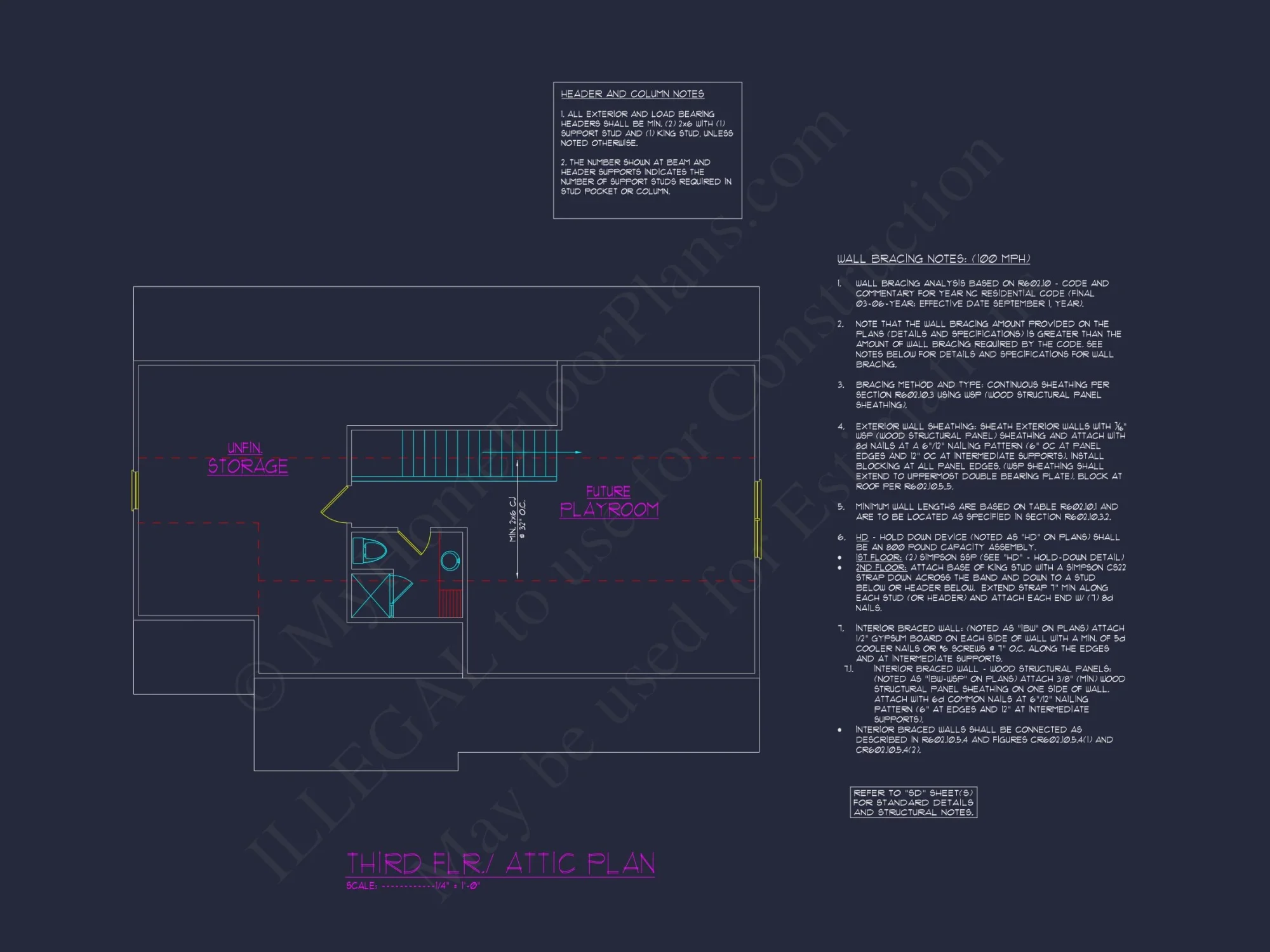4-Bedroom house Plan with 3 Floors, Blueprint & CAD Designs