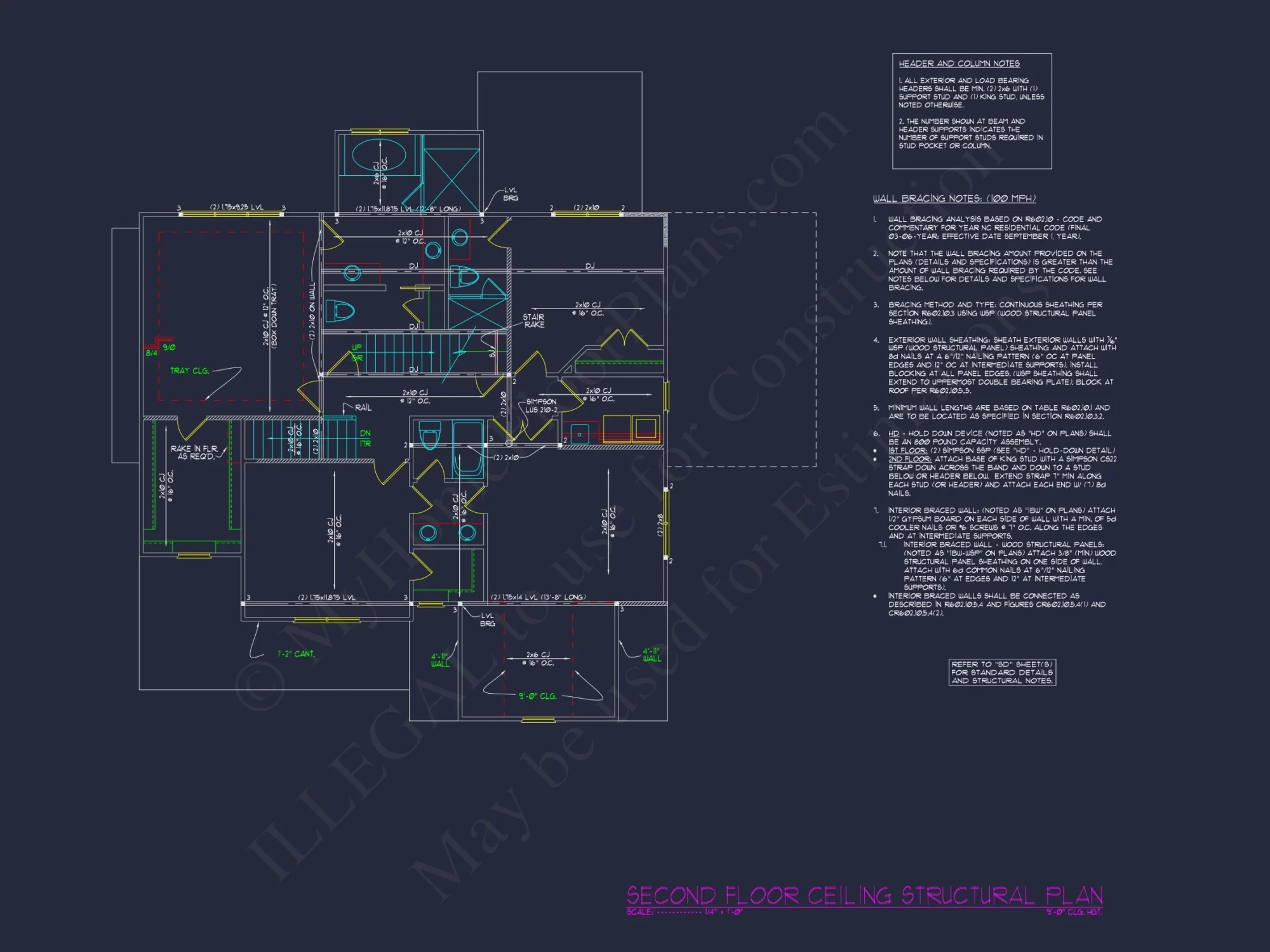 4-Bedroom house Plan with 3 Floors, Blueprint & CAD Designs