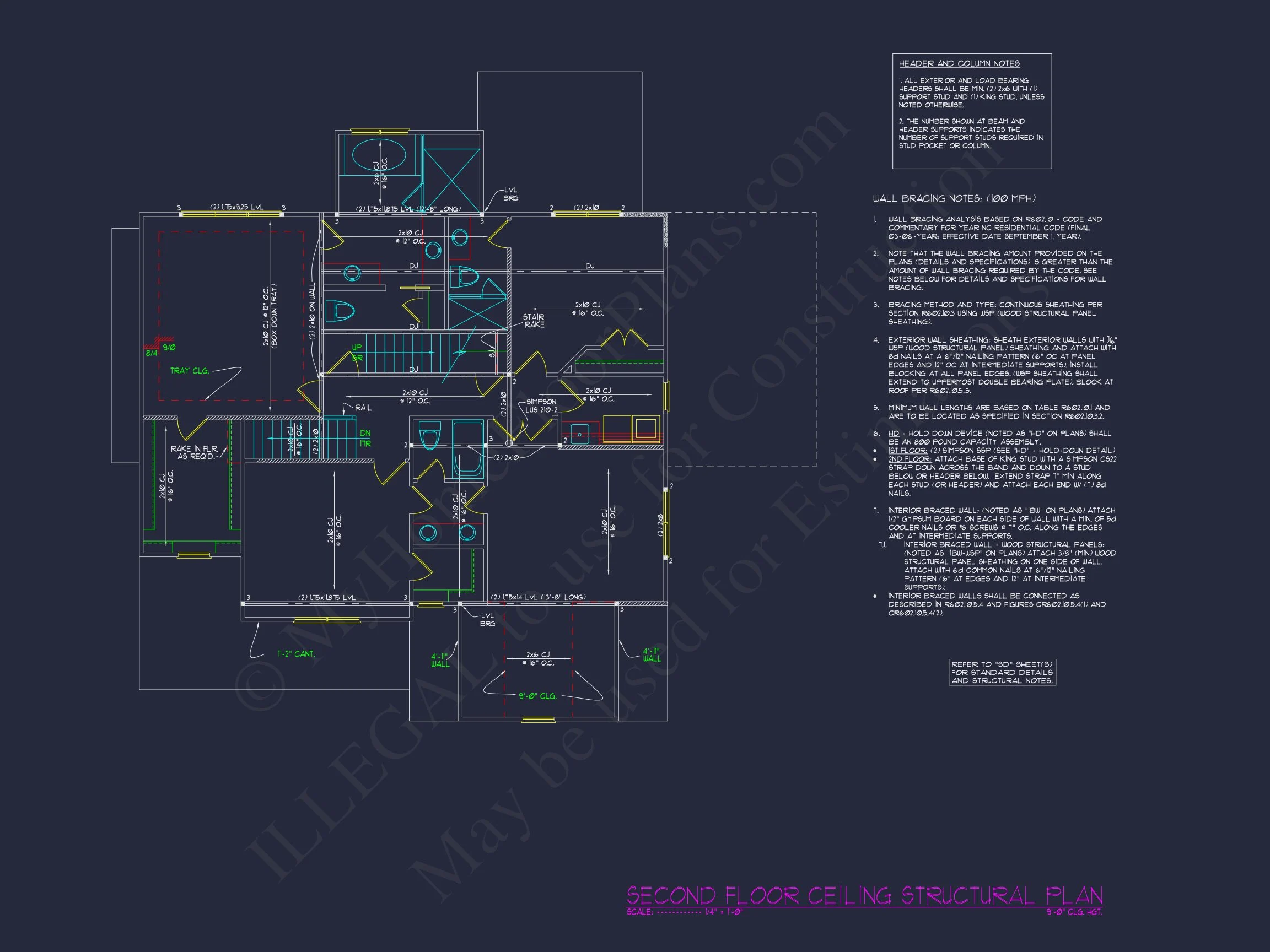 4-Bedroom house Plan with 3 Floors, Blueprint & CAD Designs