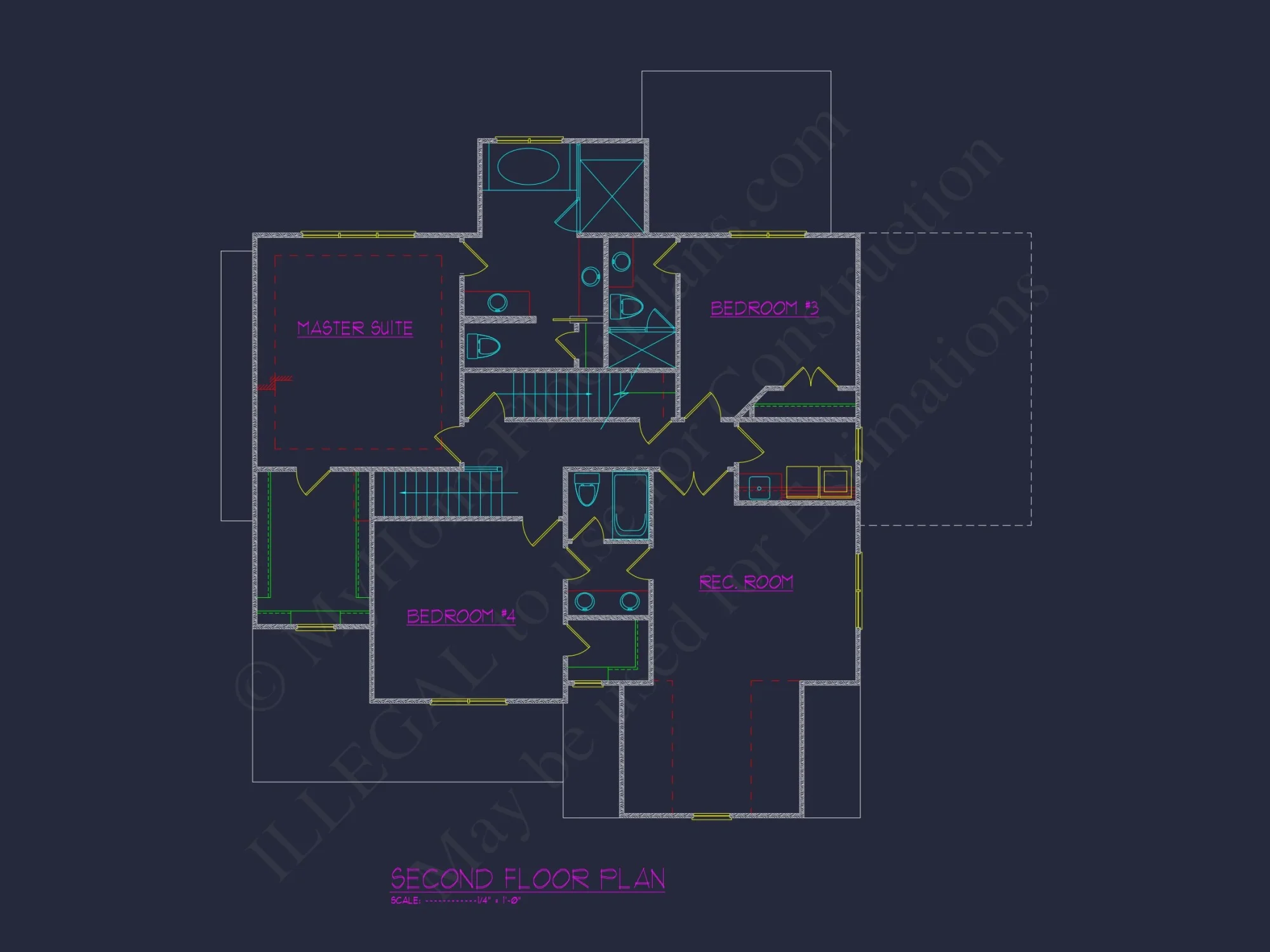 4-Bedroom house Plan with 3 Floors, Blueprint & CAD Designs