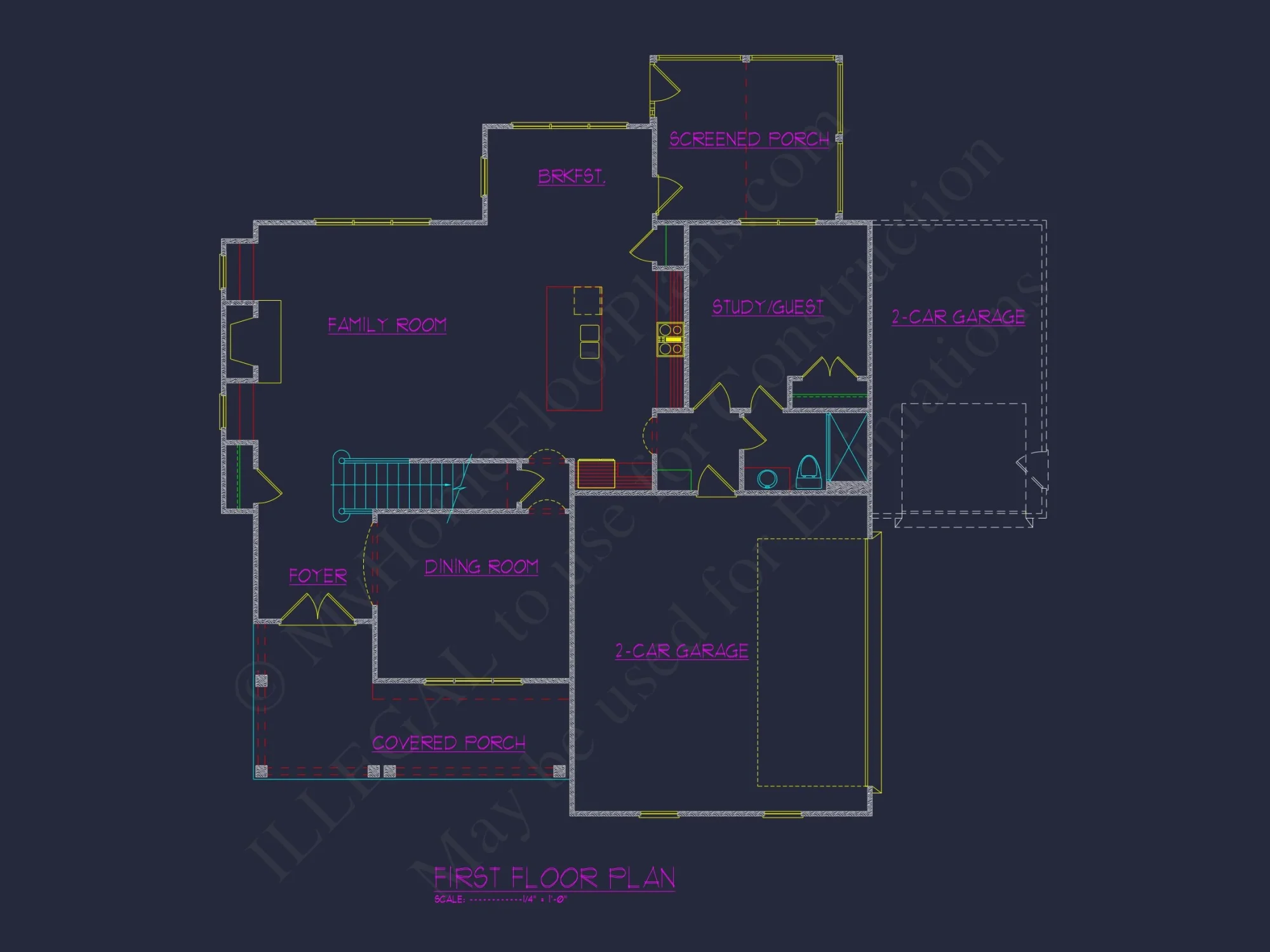 4-Bedroom house Plan with 3 Floors, Blueprint & CAD Designs