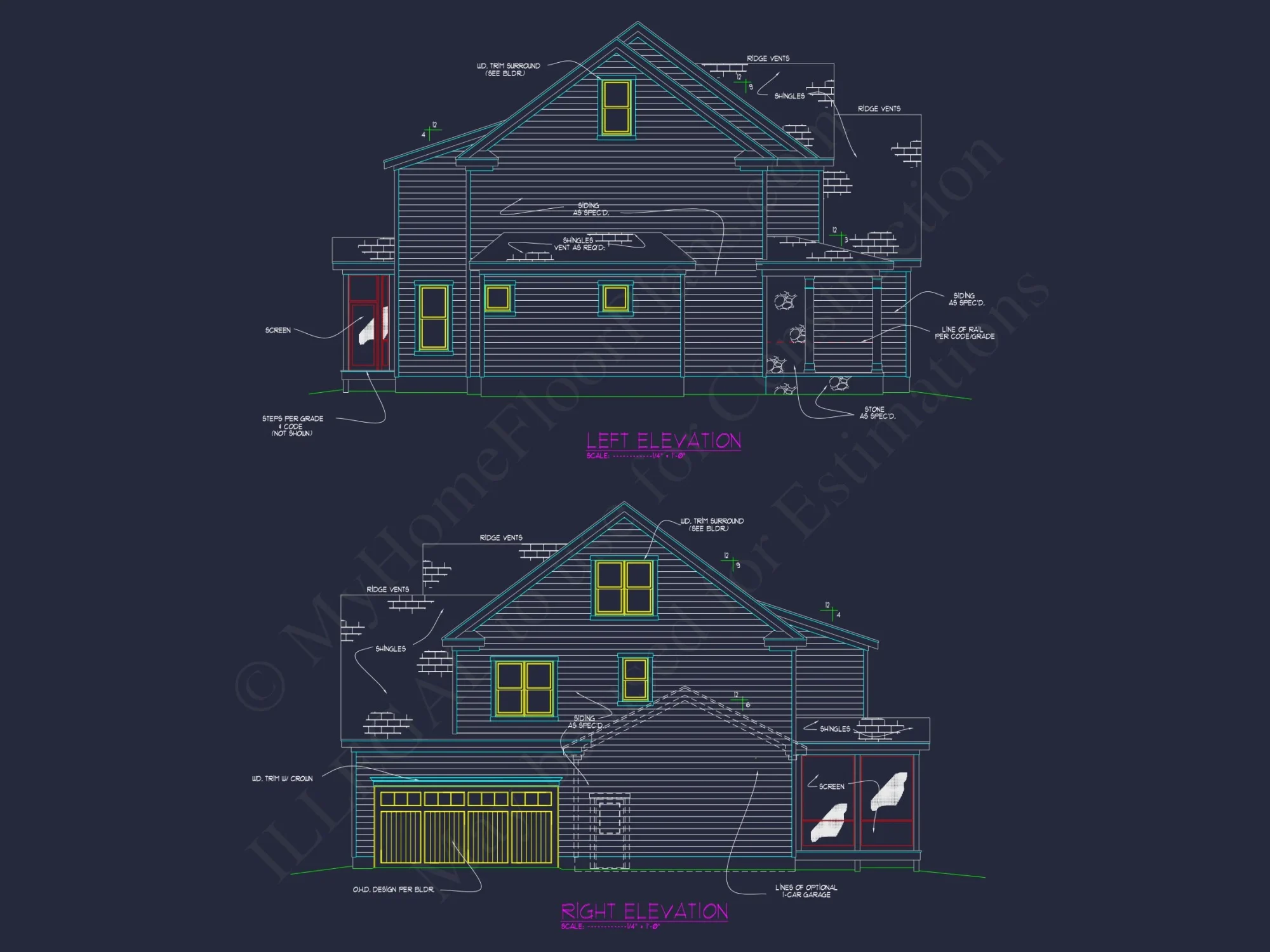 4-Bedroom house Plan with 3 Floors, Blueprint & CAD Designs