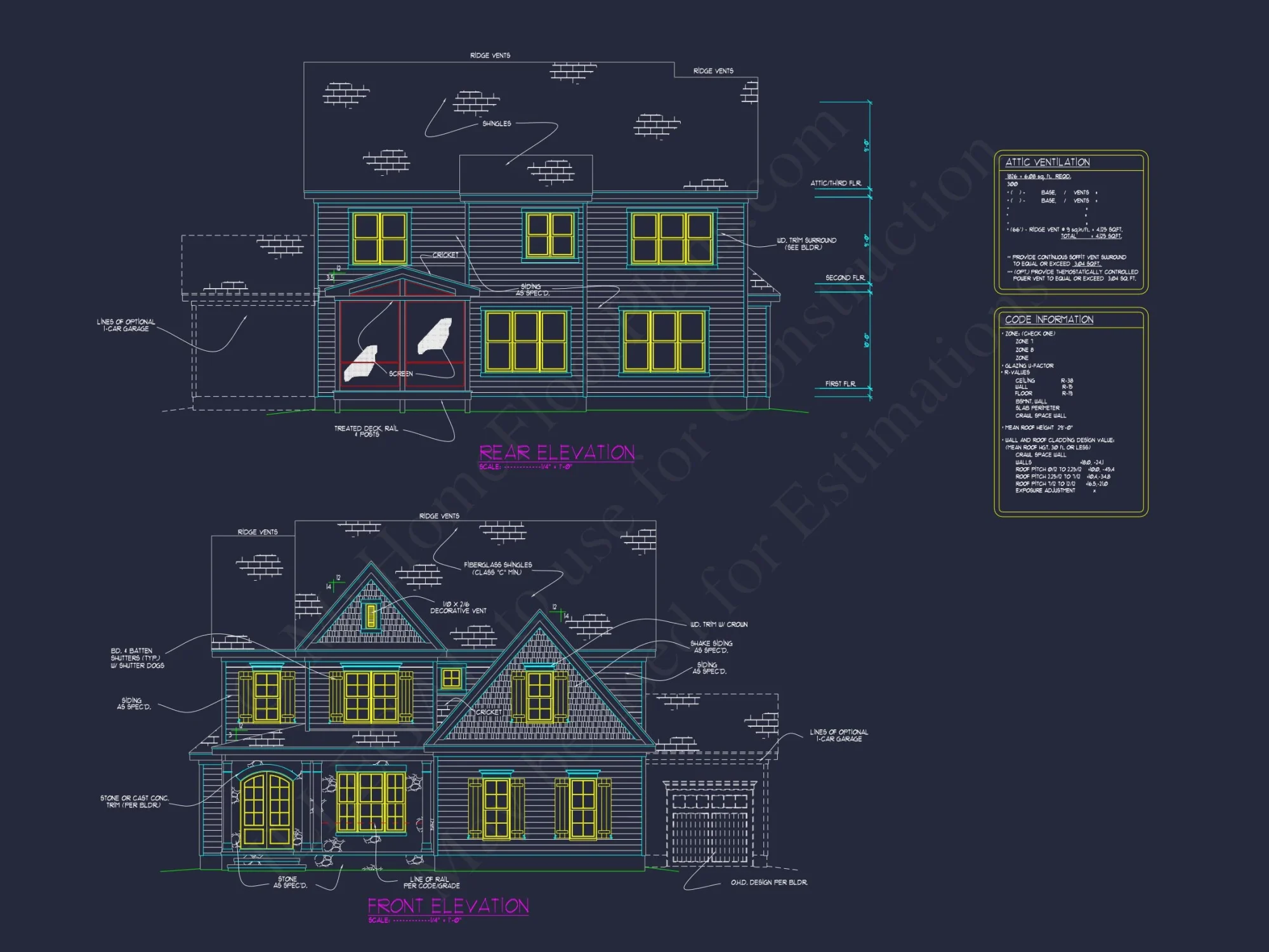 4-Bedroom house Plan with 3 Floors, Blueprint & CAD Designs