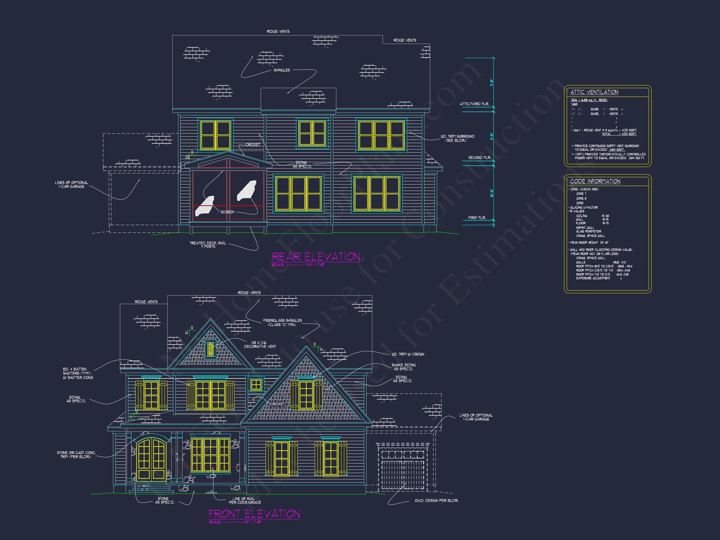4-Bedroom house Plan with 3 Floors, Blueprint & CAD Designs