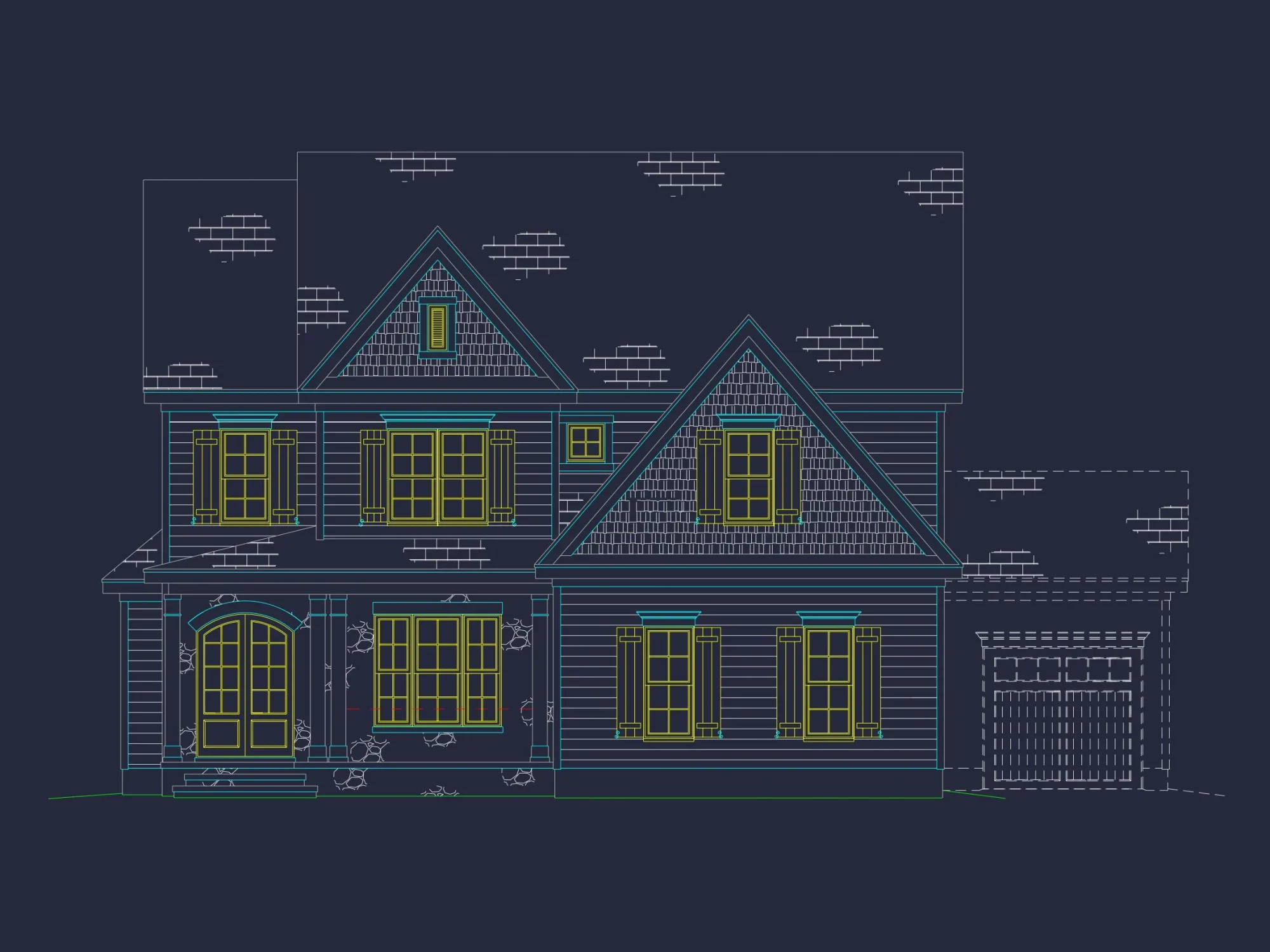 4-Bedroom house Plan with 3 Floors, Blueprint & CAD Designs
