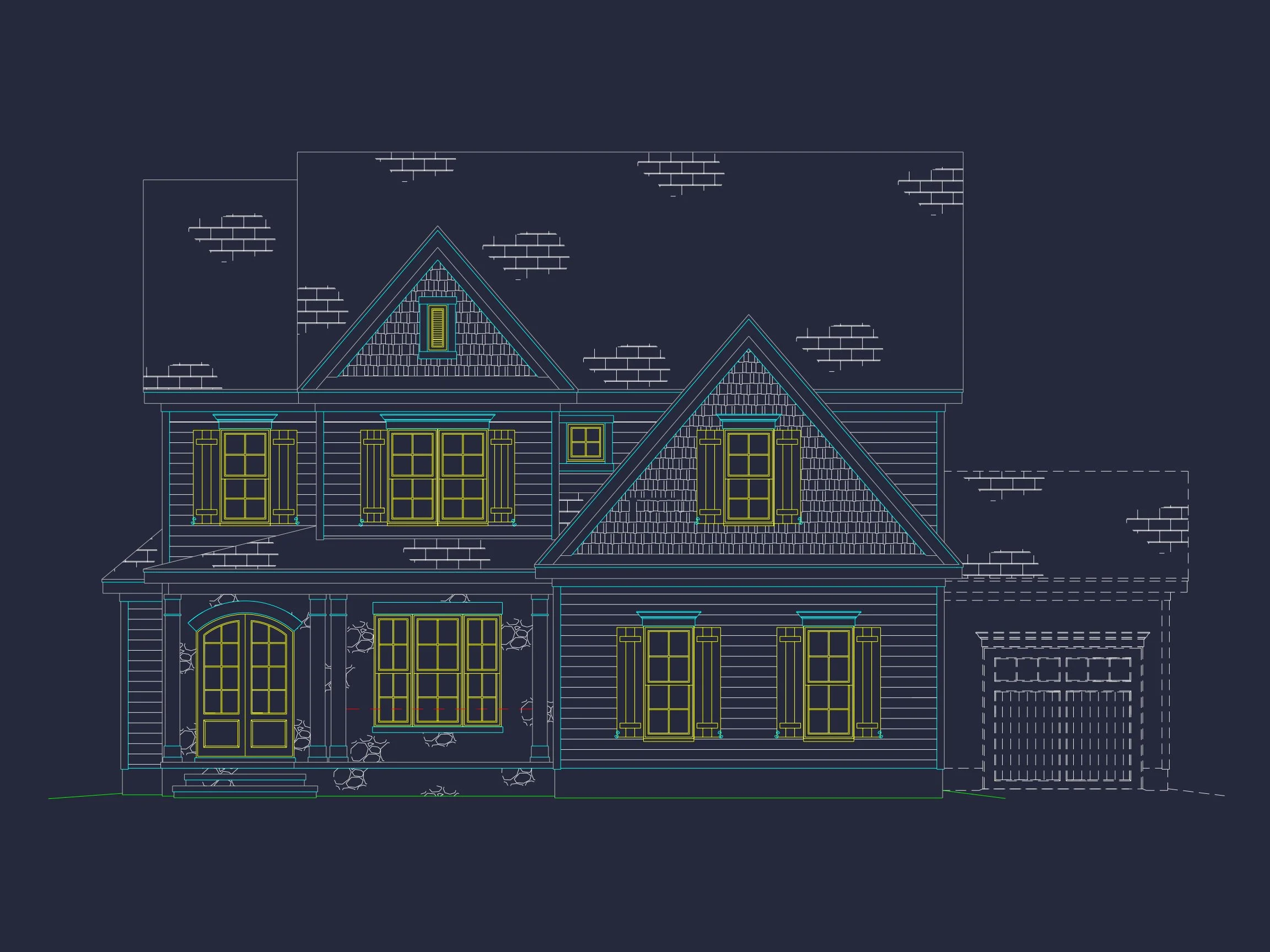 4-Bedroom house Plan with 3 Floors, Blueprint & CAD Designs