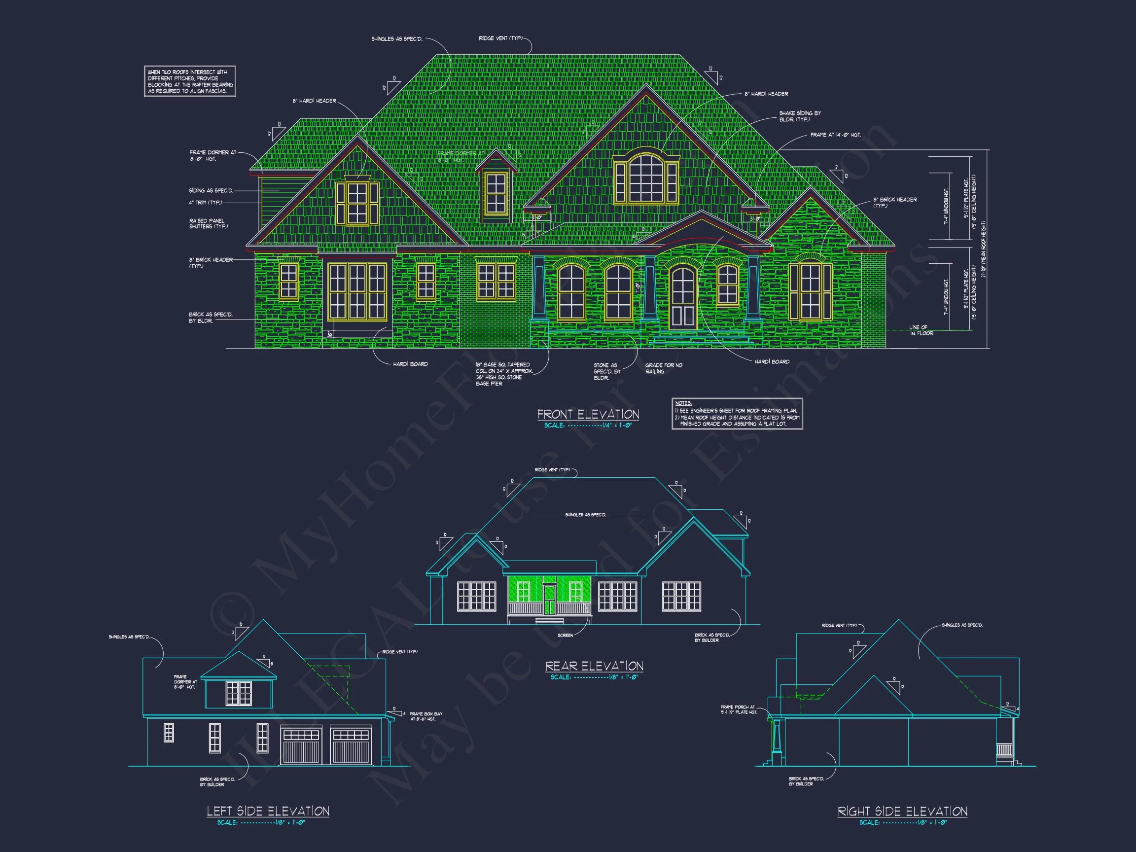 16-1066B HOUSE PLAN - Stunning 2-Story House Plan with Detailed Blueprint Designs 4 Stunning 2-Story house Plan with Detailed Blueprint Designs