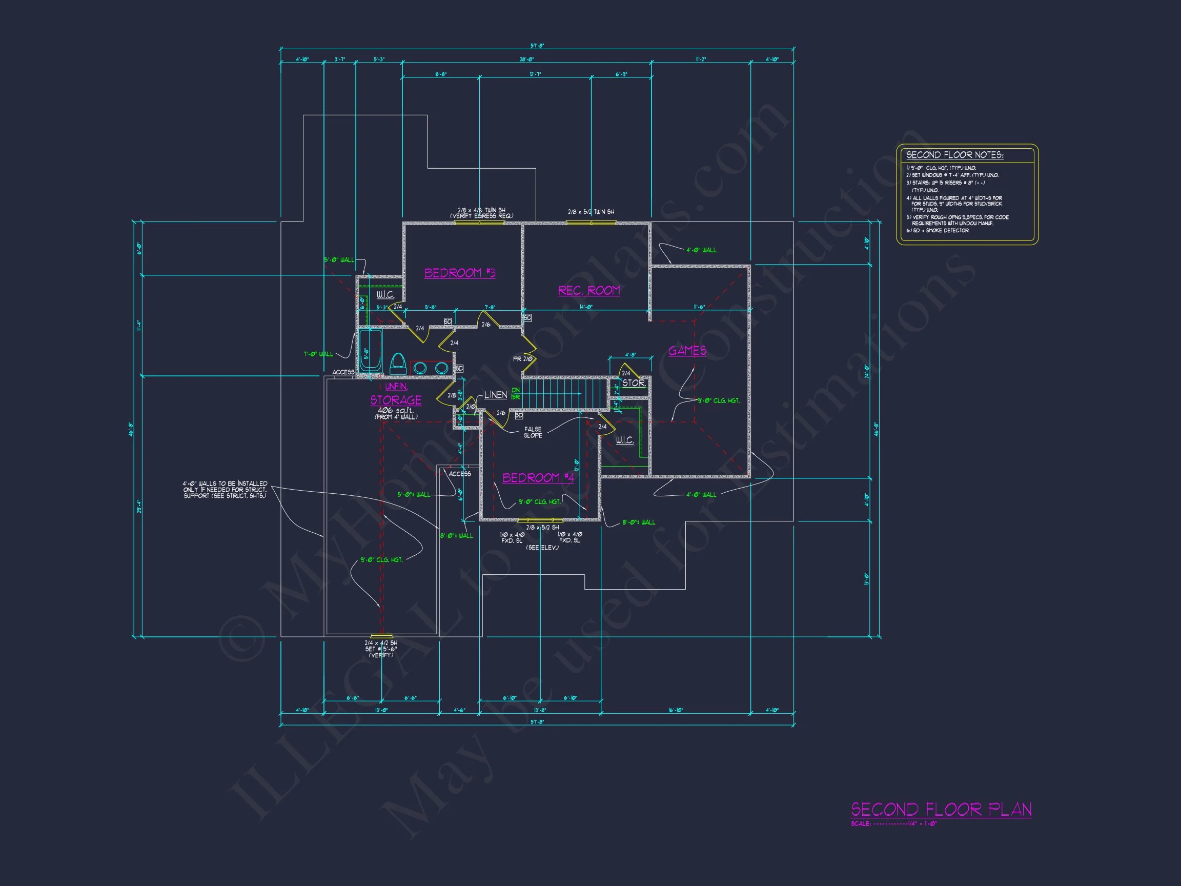 Craftsman house Floor Plan with 4 Beds & 2-Story Designs