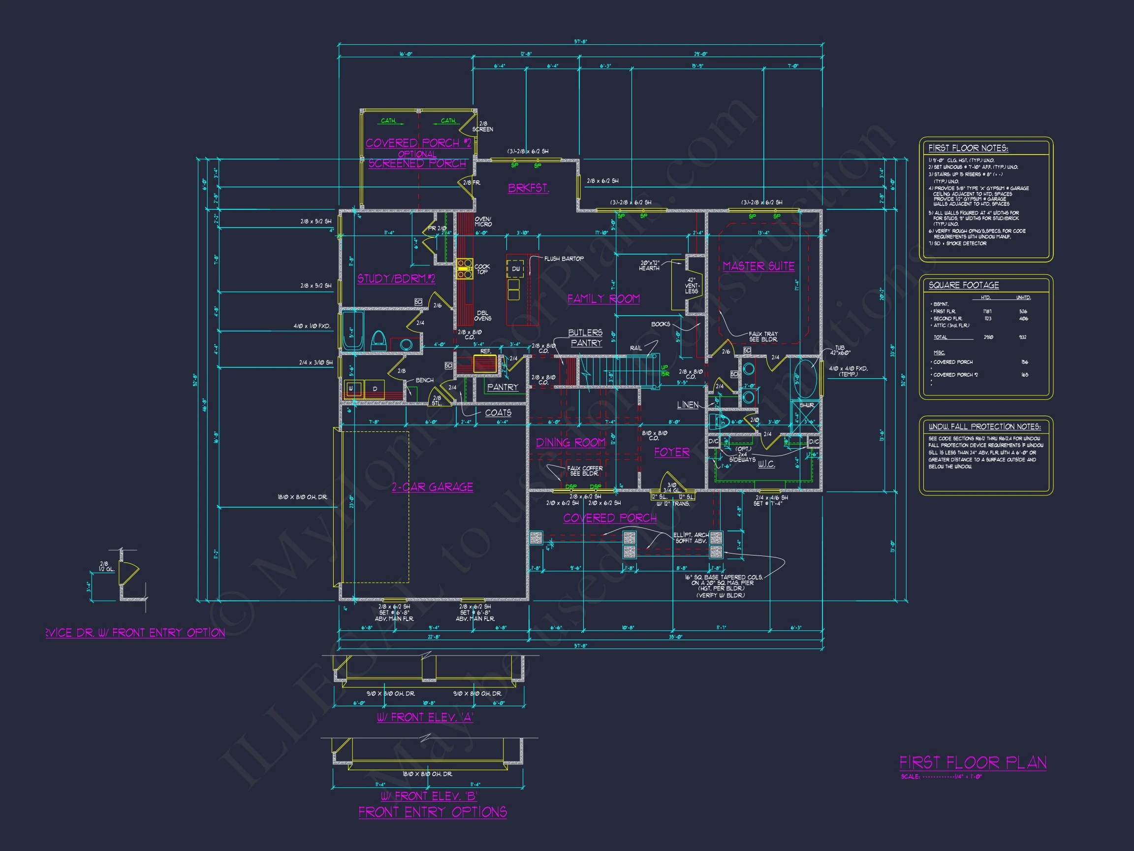 Craftsman house Floor Plan with 4 Beds & 2-Story Designs