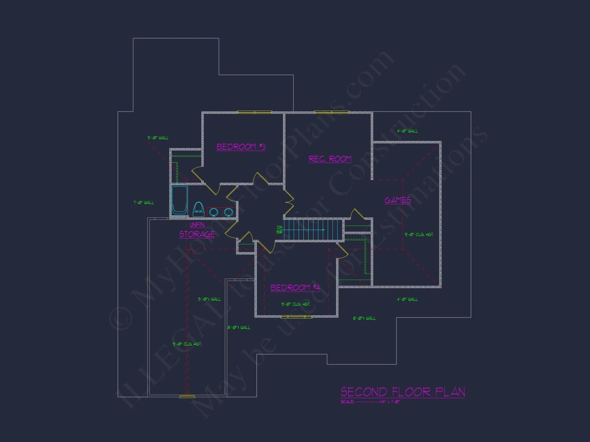 Craftsman house Floor Plan with 4 Beds & 2-Story Designs