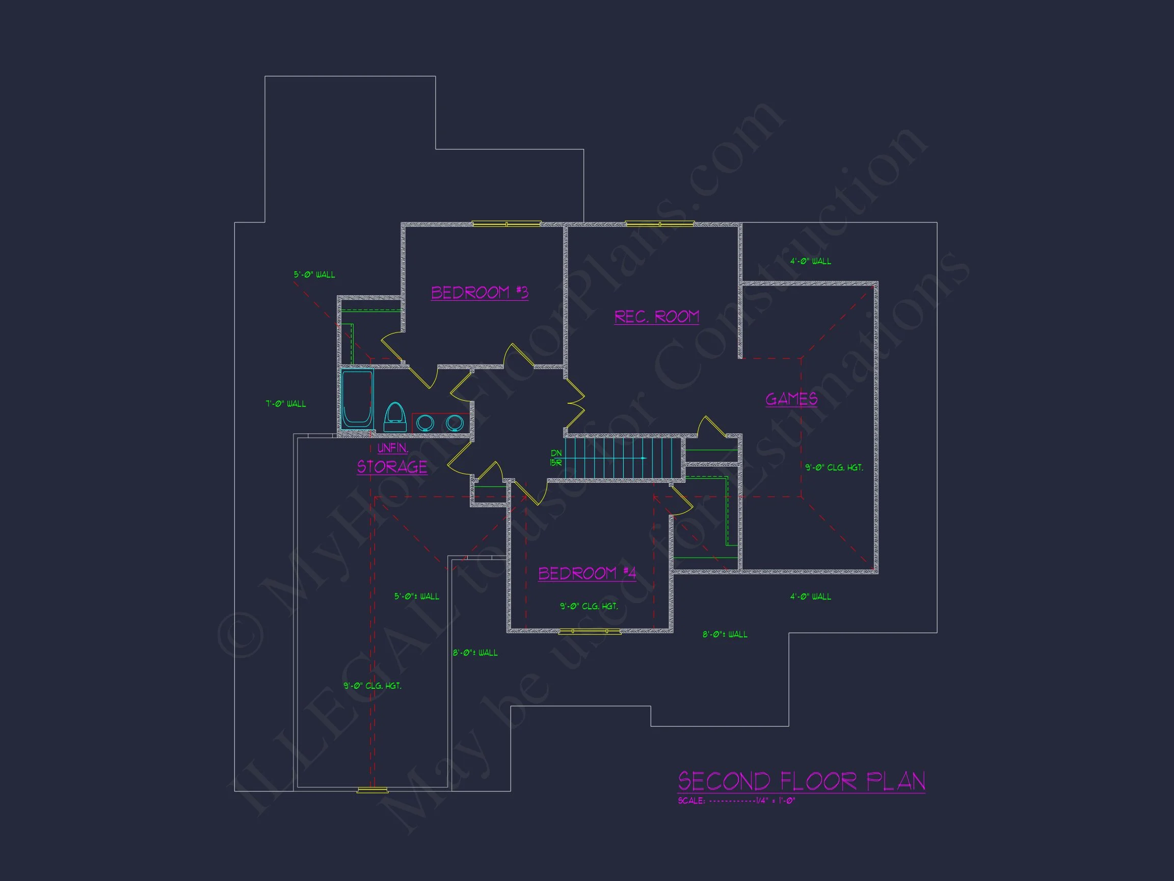 Craftsman house Floor Plan with 4 Beds & 2-Story Designs