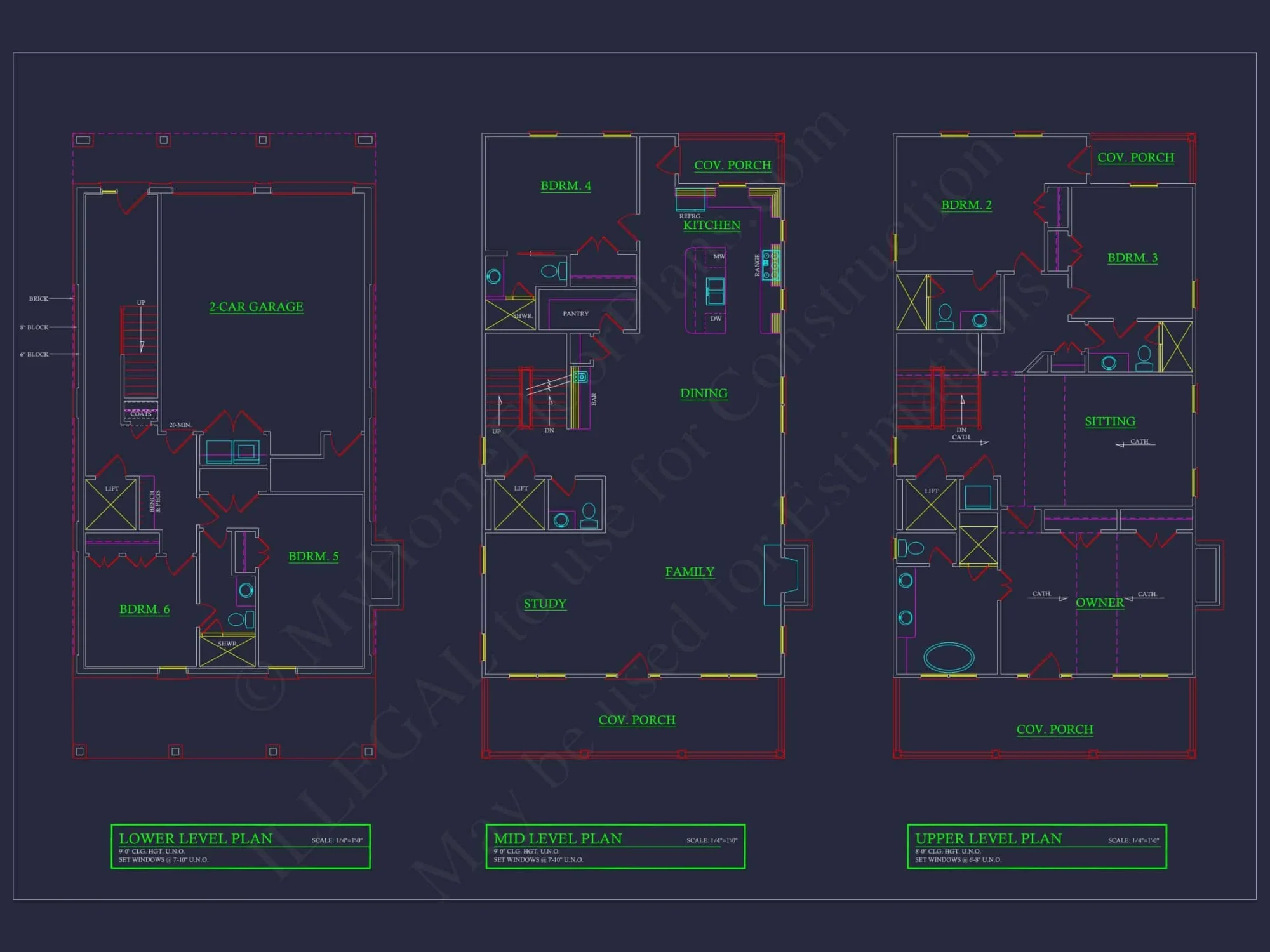 Spacious 6-Bedroom house Plan with CAD Designs and Blueprints