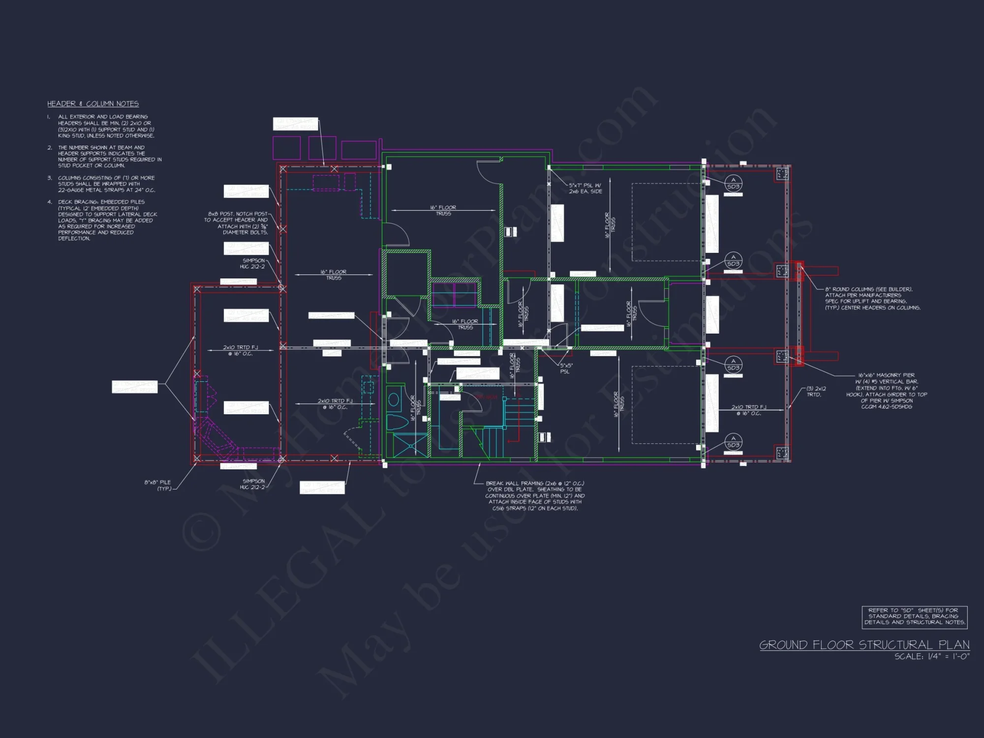 Modern Beach house Plan with 4 Floors, CAD Blueprint & Designs