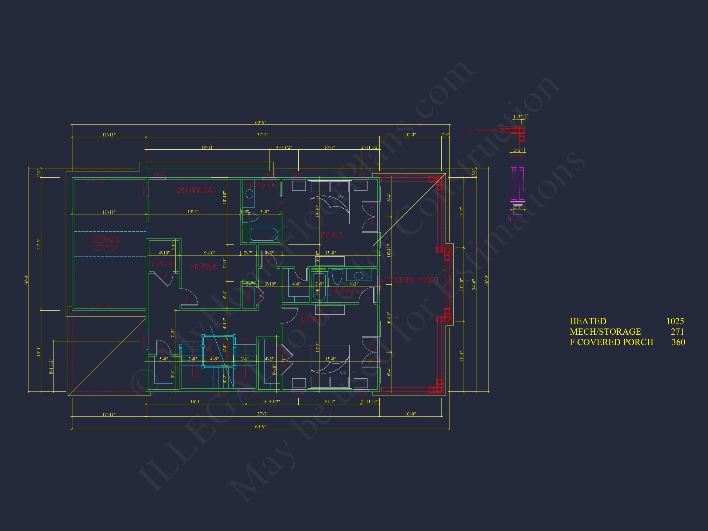 Modern Beach house Plan with 4 Floors, CAD Blueprint & Designs
