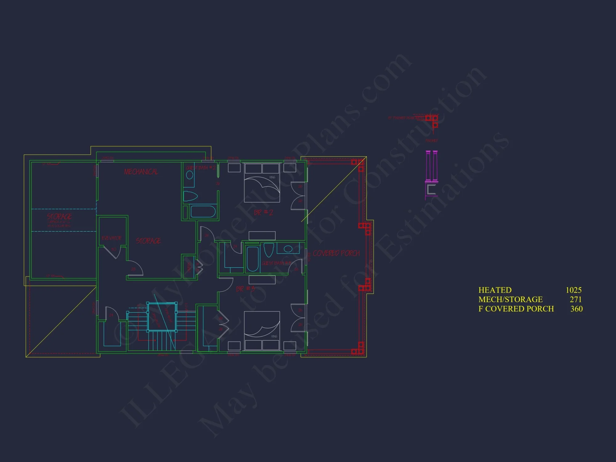 Modern Beach house Plan with 4 Floors, CAD Blueprint & Designs