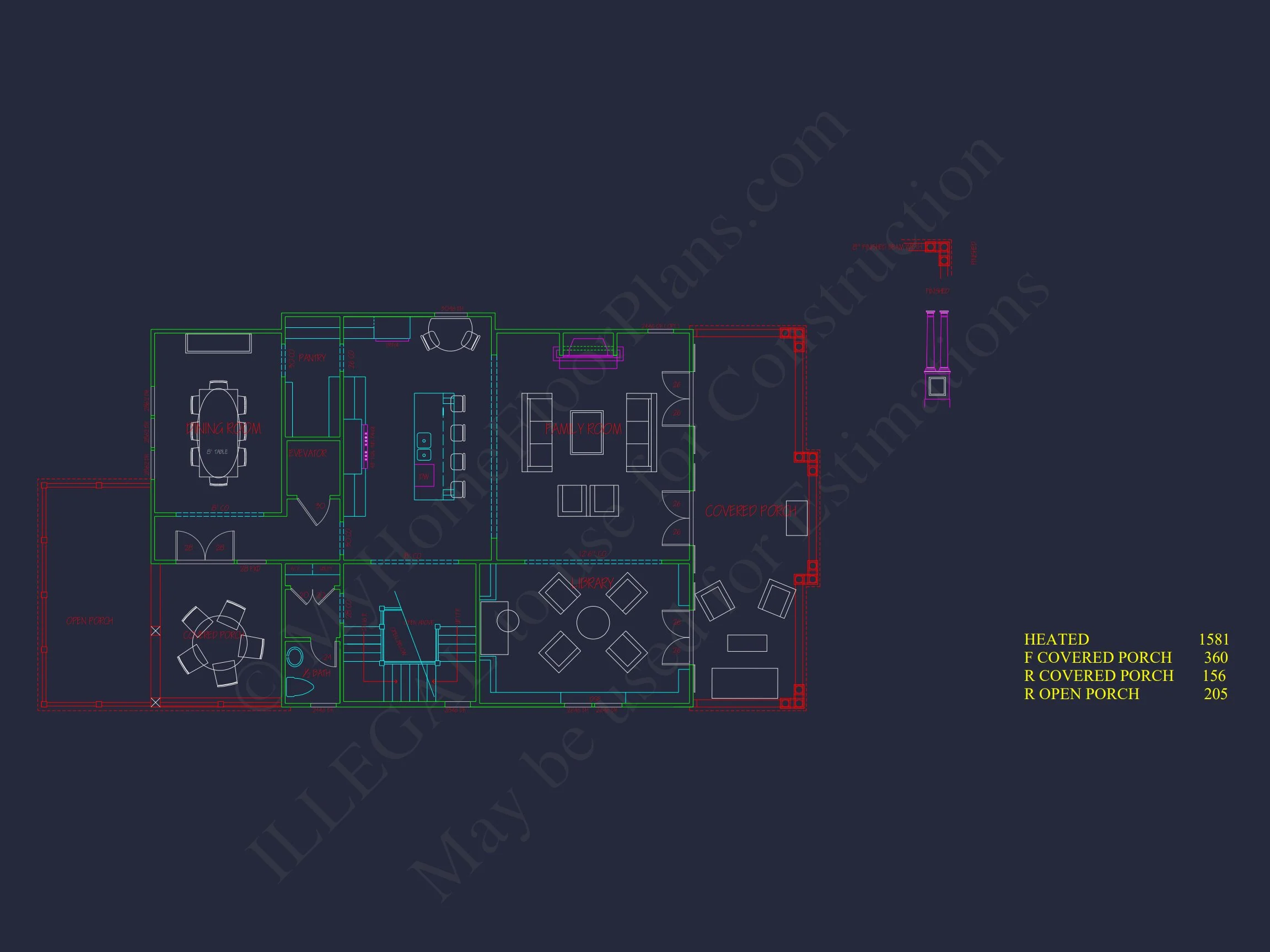 Modern Beach house Plan with 4 Floors, CAD Blueprint & Designs