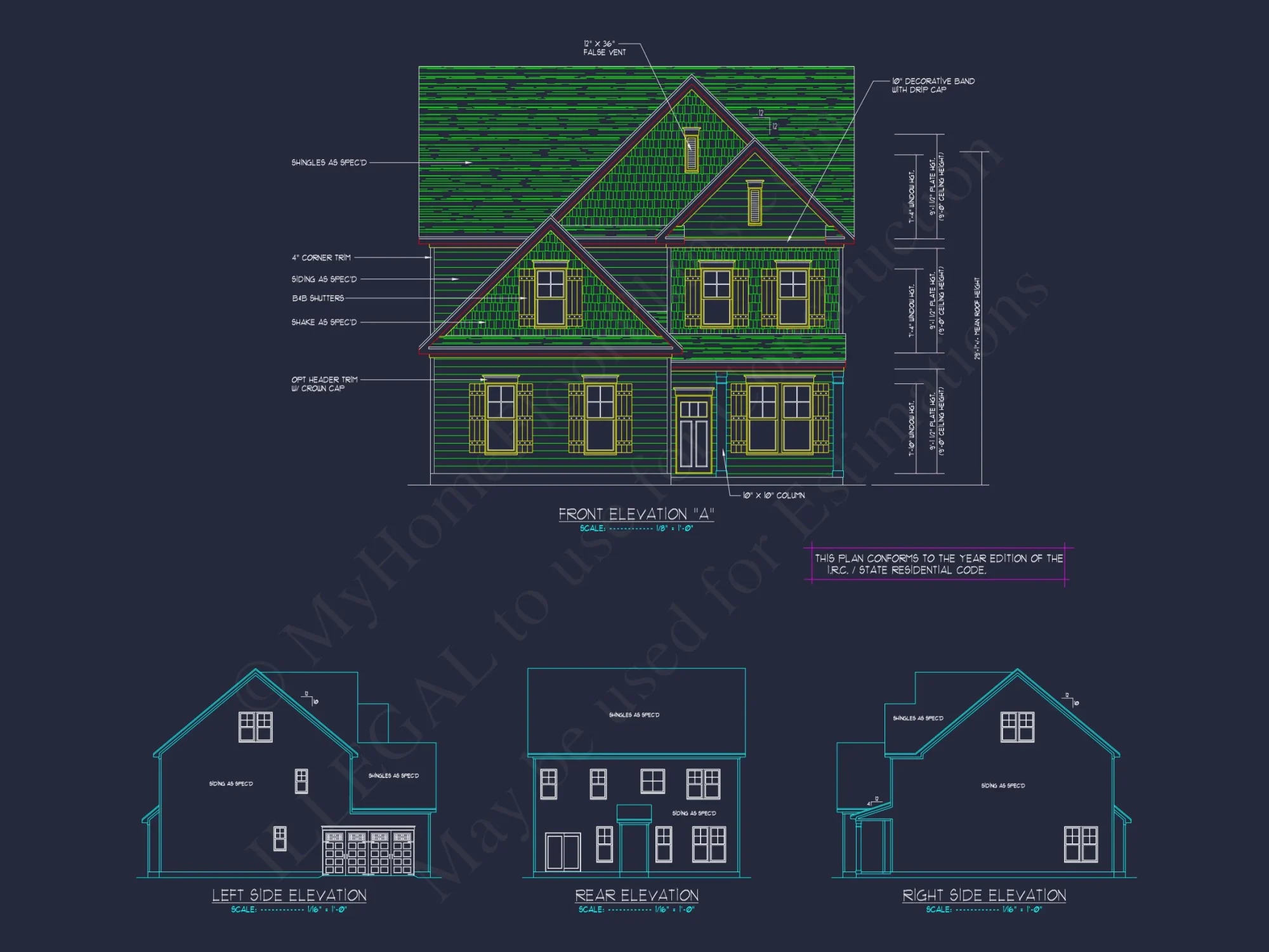 Elegant 2.5-Story house Plan with CAD Floor Designs and Blueprint