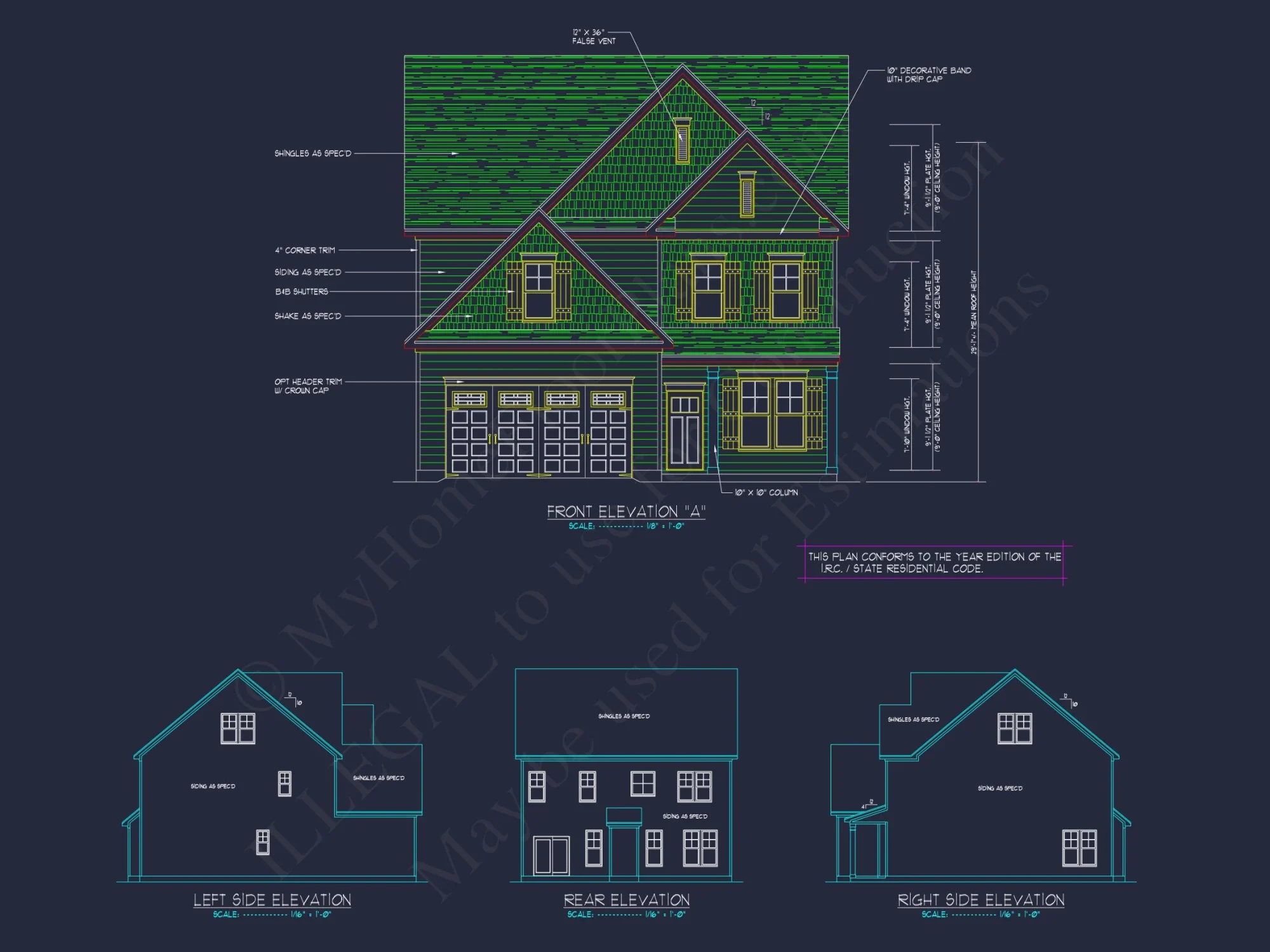 Elegant 2.5-Story house Plan with CAD Floor Designs and Blueprint