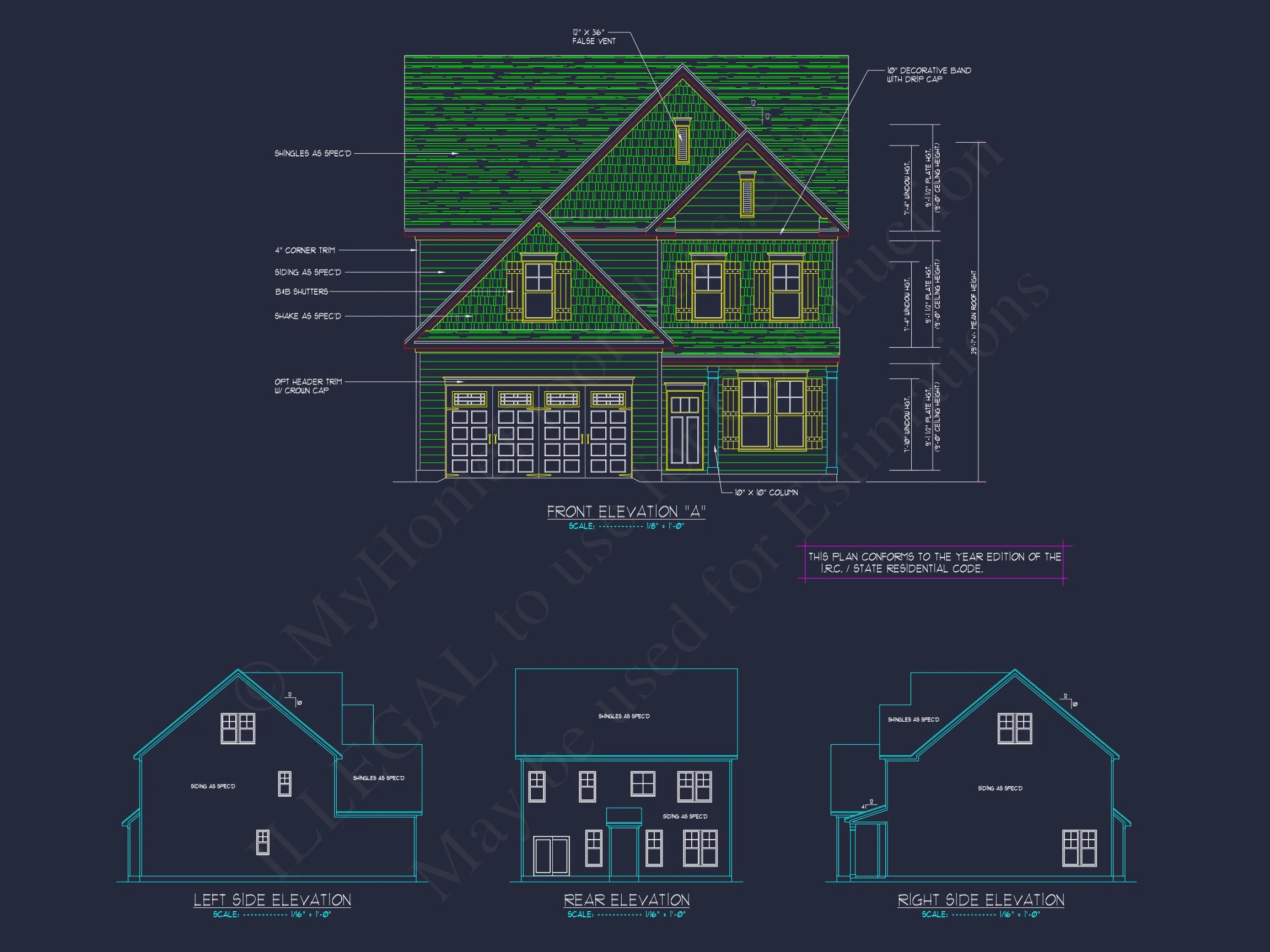 15-1934 HOUSE PLAN - Elegant 2.5-Story House Plan with CAD Floor Designs and Blueprint 6 Elegant 2.5-Story house Plan with CAD Floor Designs and Blueprint