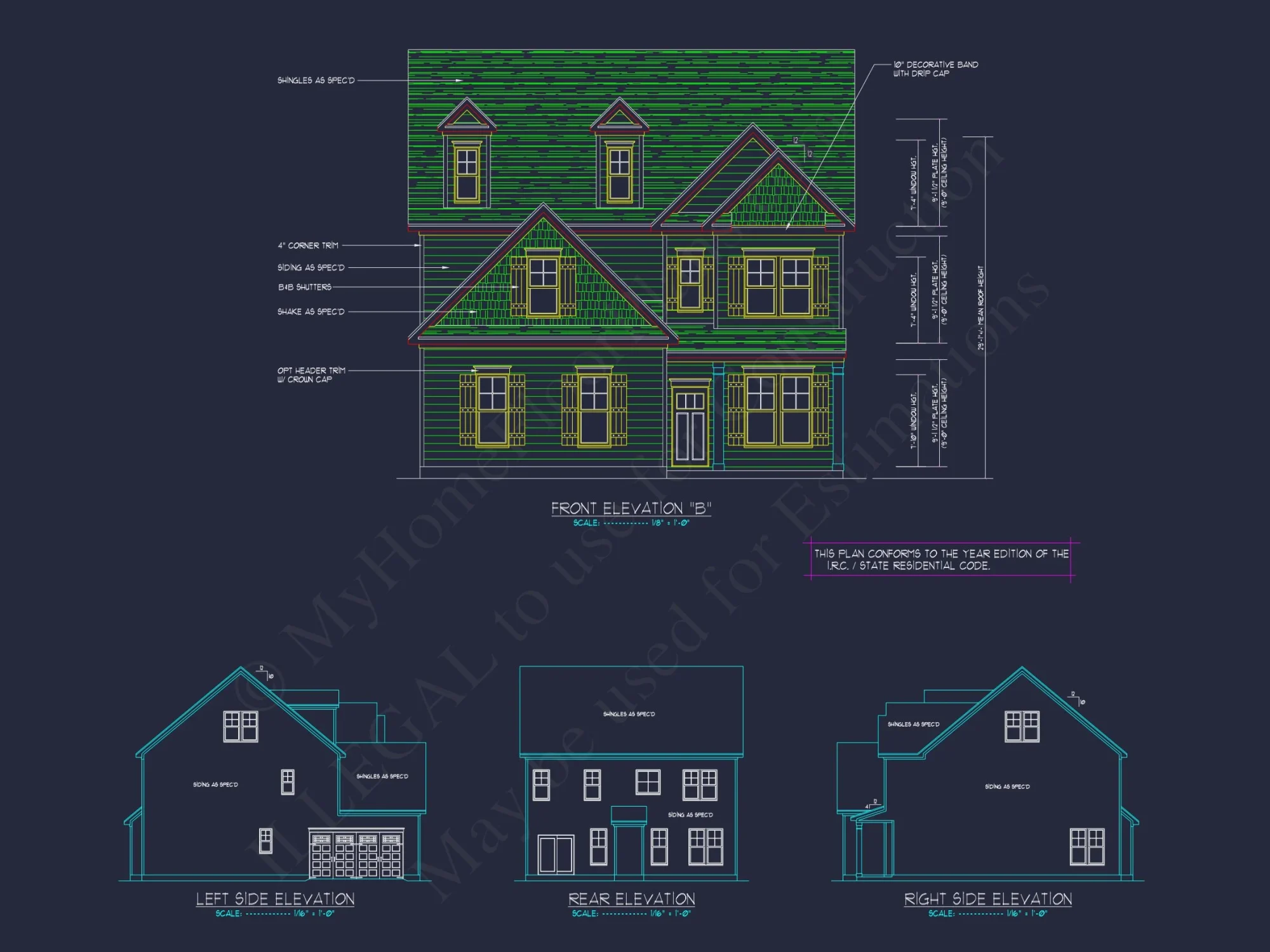 Elegant 2.5-Story house Plan with CAD Floor Designs and Blueprint