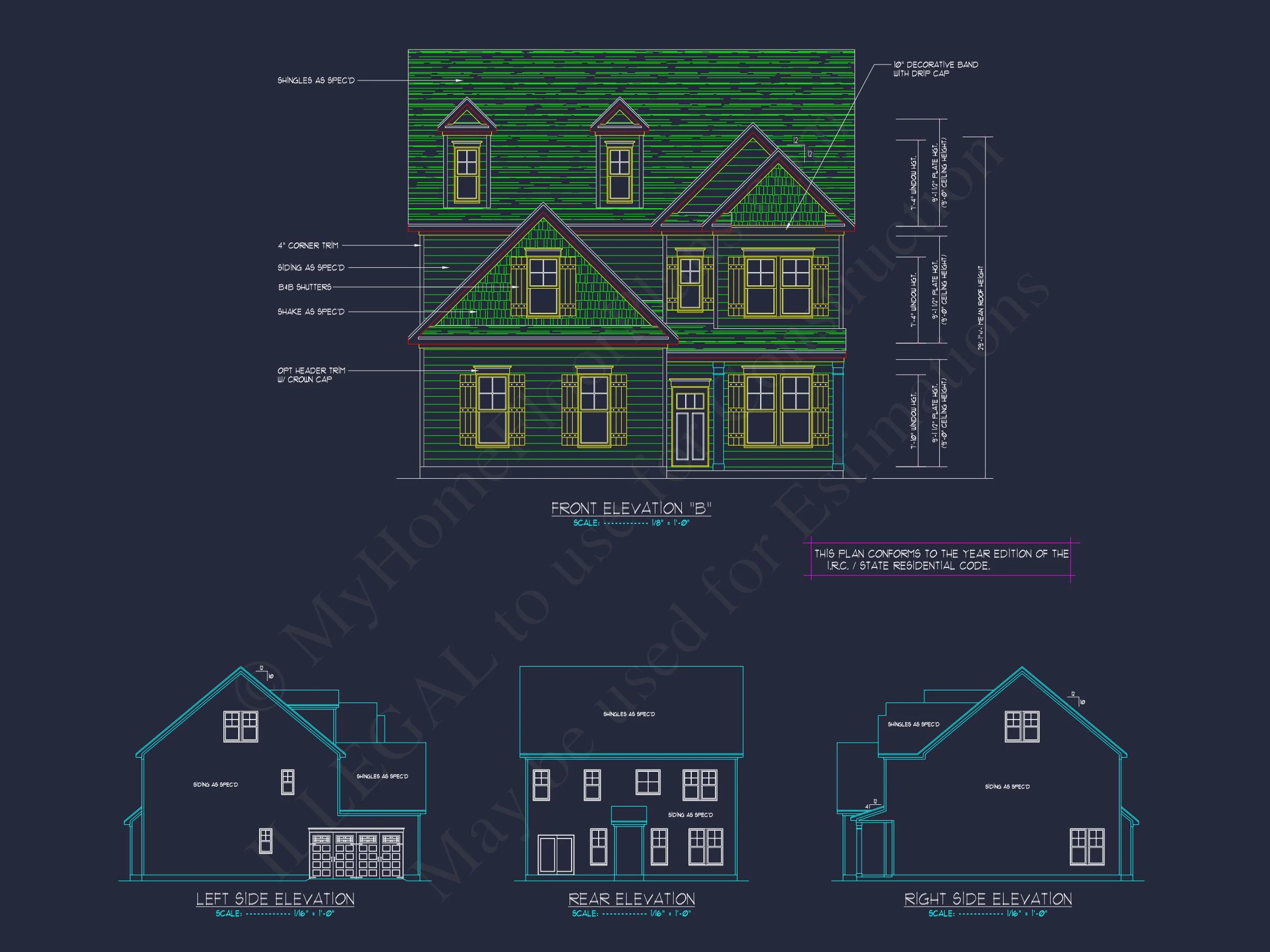 15-1934 HOUSE PLAN - Elegant 2.5-Story House Plan with CAD Floor Designs and Blueprint 5 Elegant 2.5-Story house Plan with CAD Floor Designs and Blueprint
