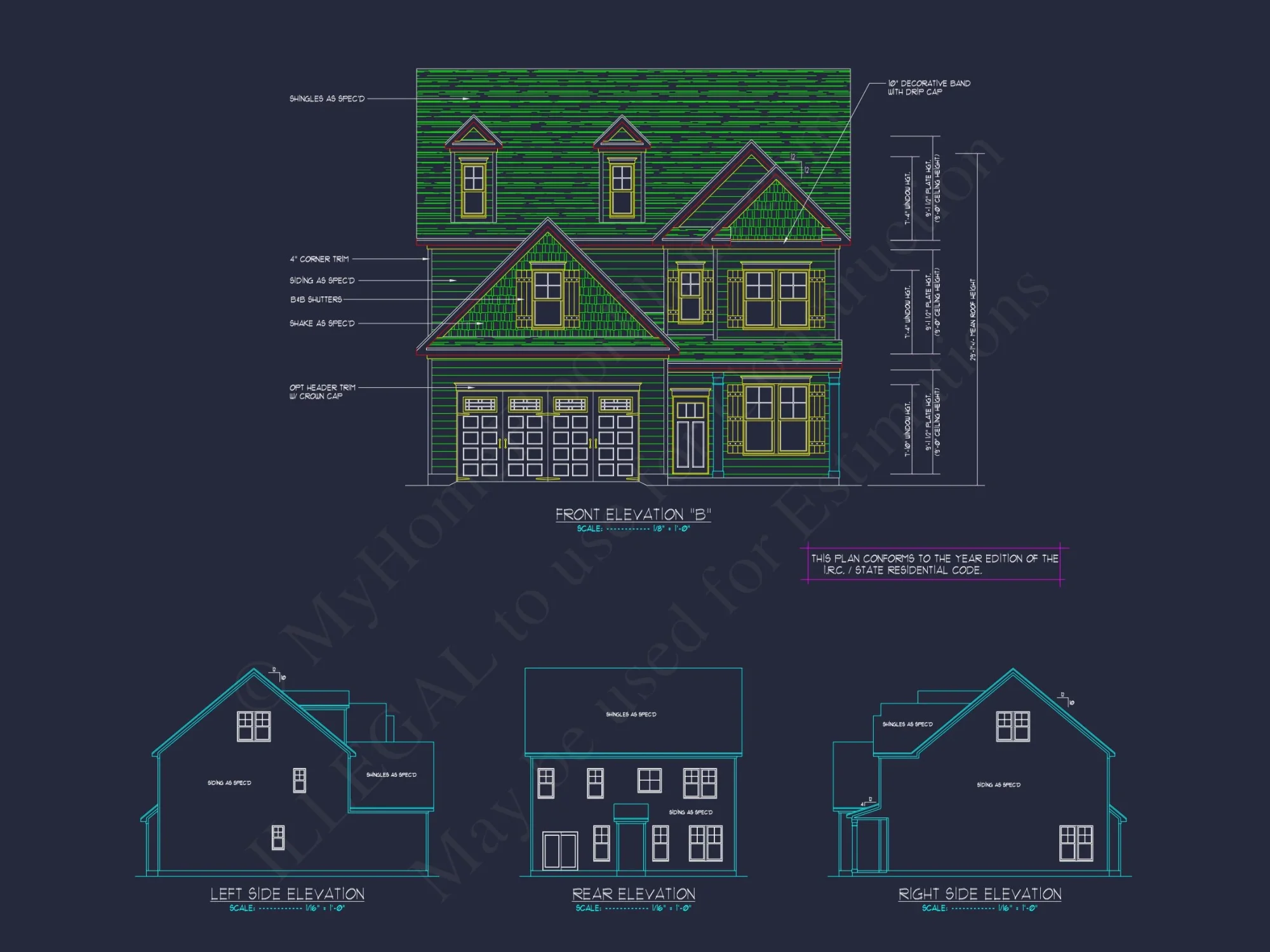 Elegant 2.5-Story house Plan with CAD Floor Designs and Blueprint