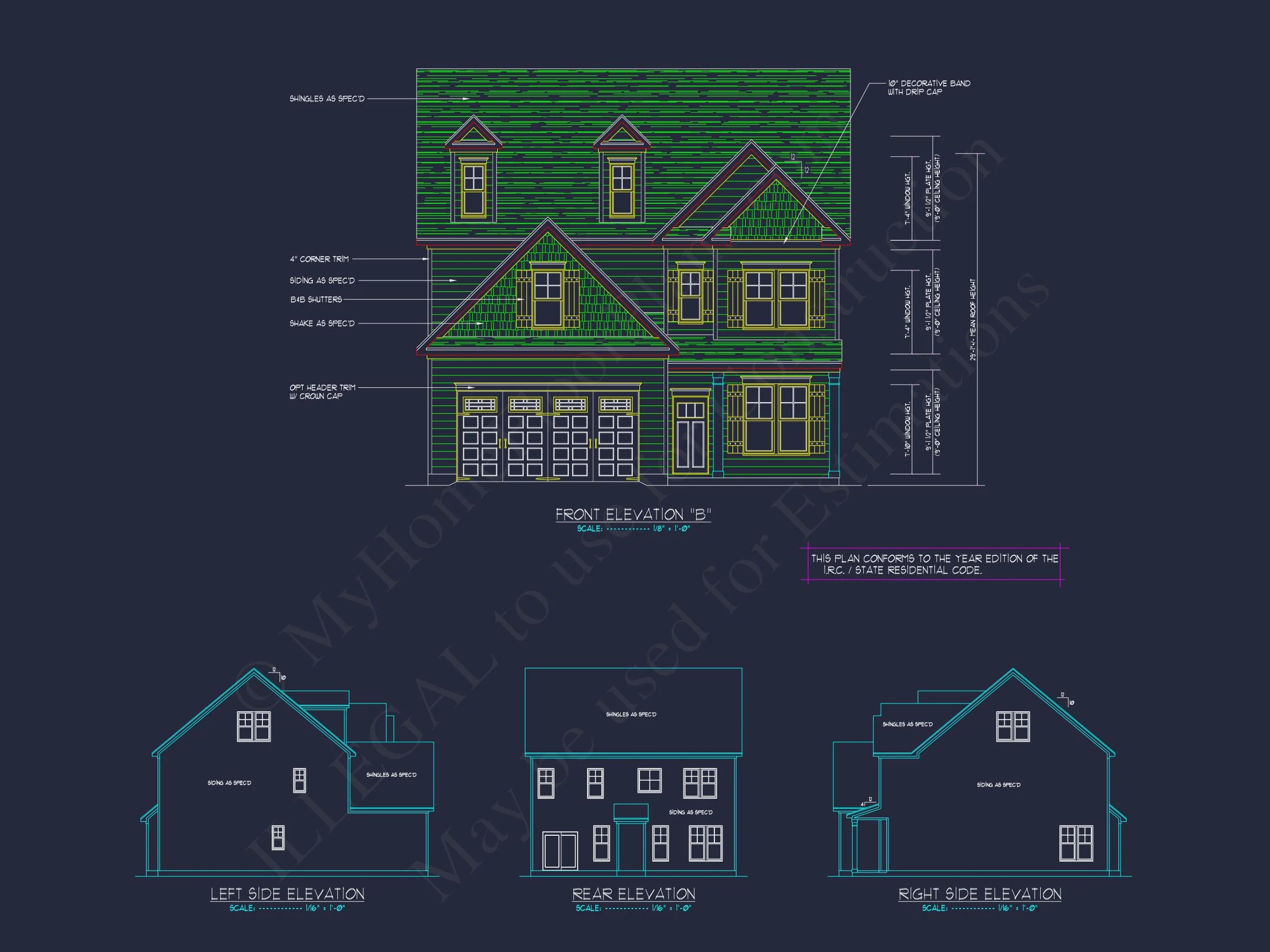 15-1934 HOUSE PLAN - Elegant 2.5-Story House Plan with CAD Floor Designs and Blueprint 4 Elegant 2.5-Story house Plan with CAD Floor Designs and Blueprint