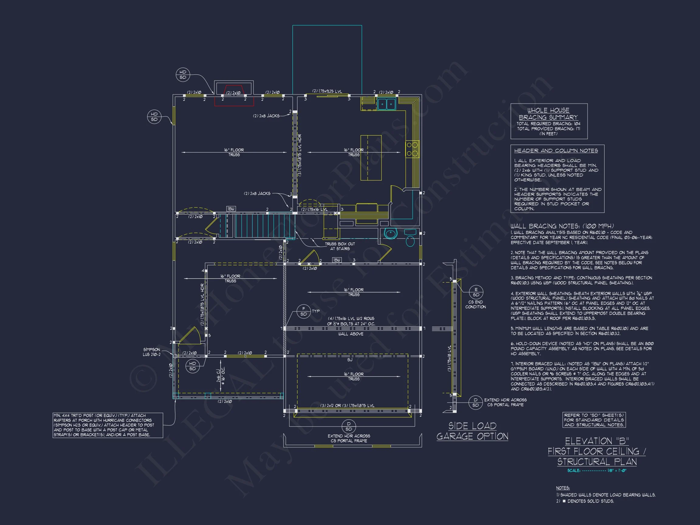Modern Craftsman house Plan with 2 Floors and CAD Designs