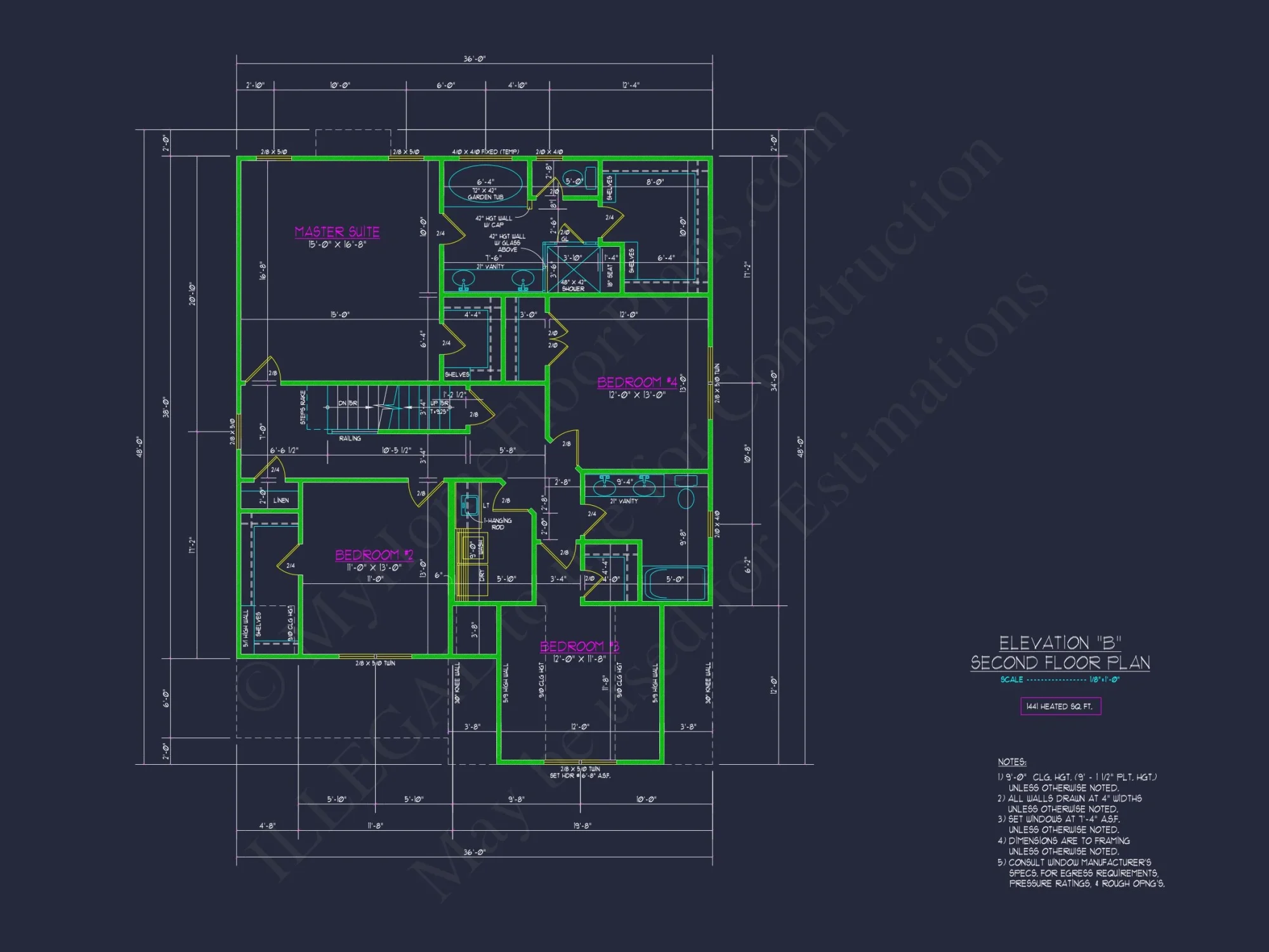 Modern Craftsman house Plan with 2 Floors and CAD Designs