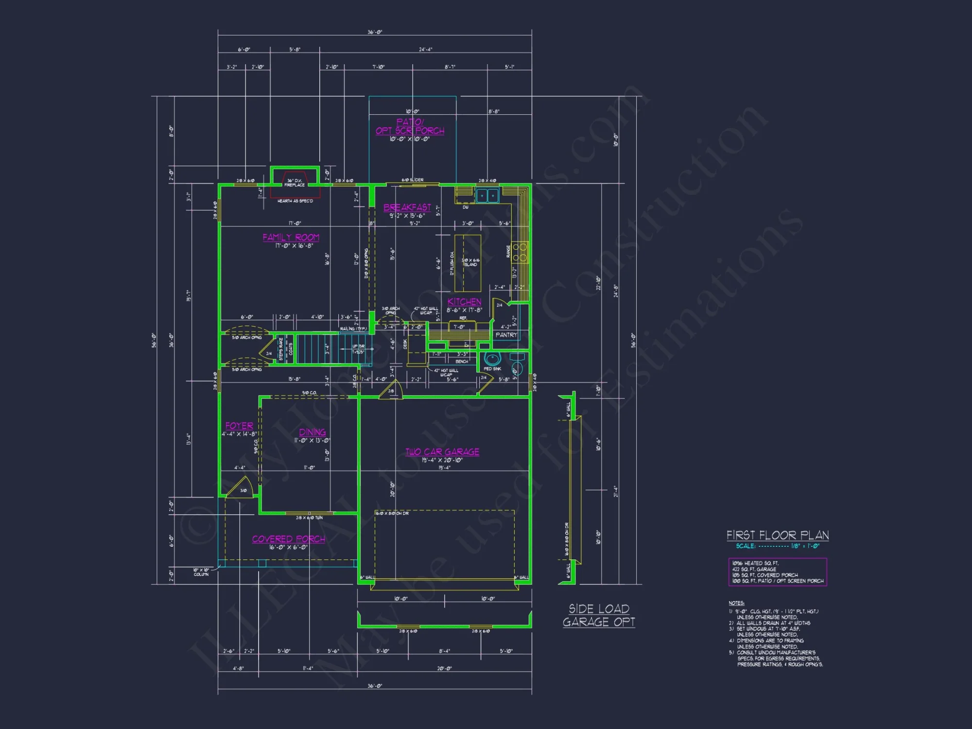 Modern Craftsman house Plan with 2 Floors and CAD Designs