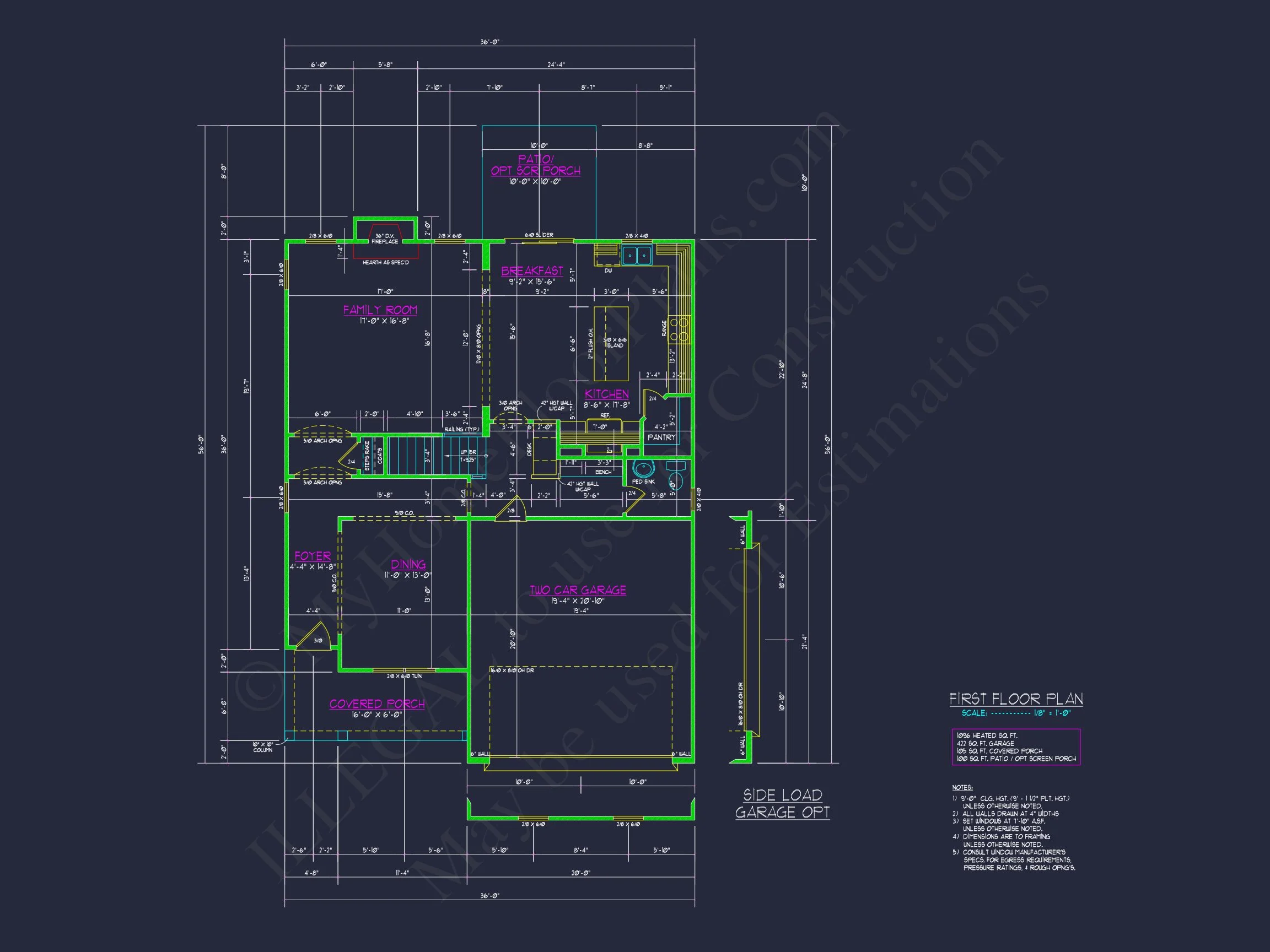 Modern Craftsman house Plan with 2 Floors and CAD Designs