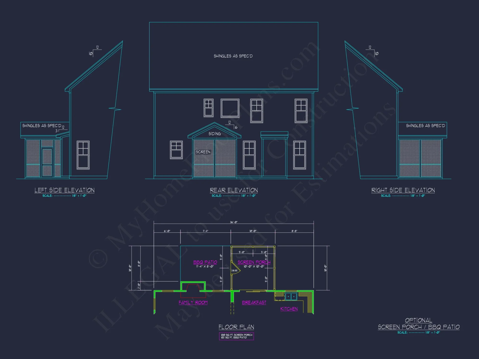 Modern Craftsman house Plan with 2 Floors and CAD Designs