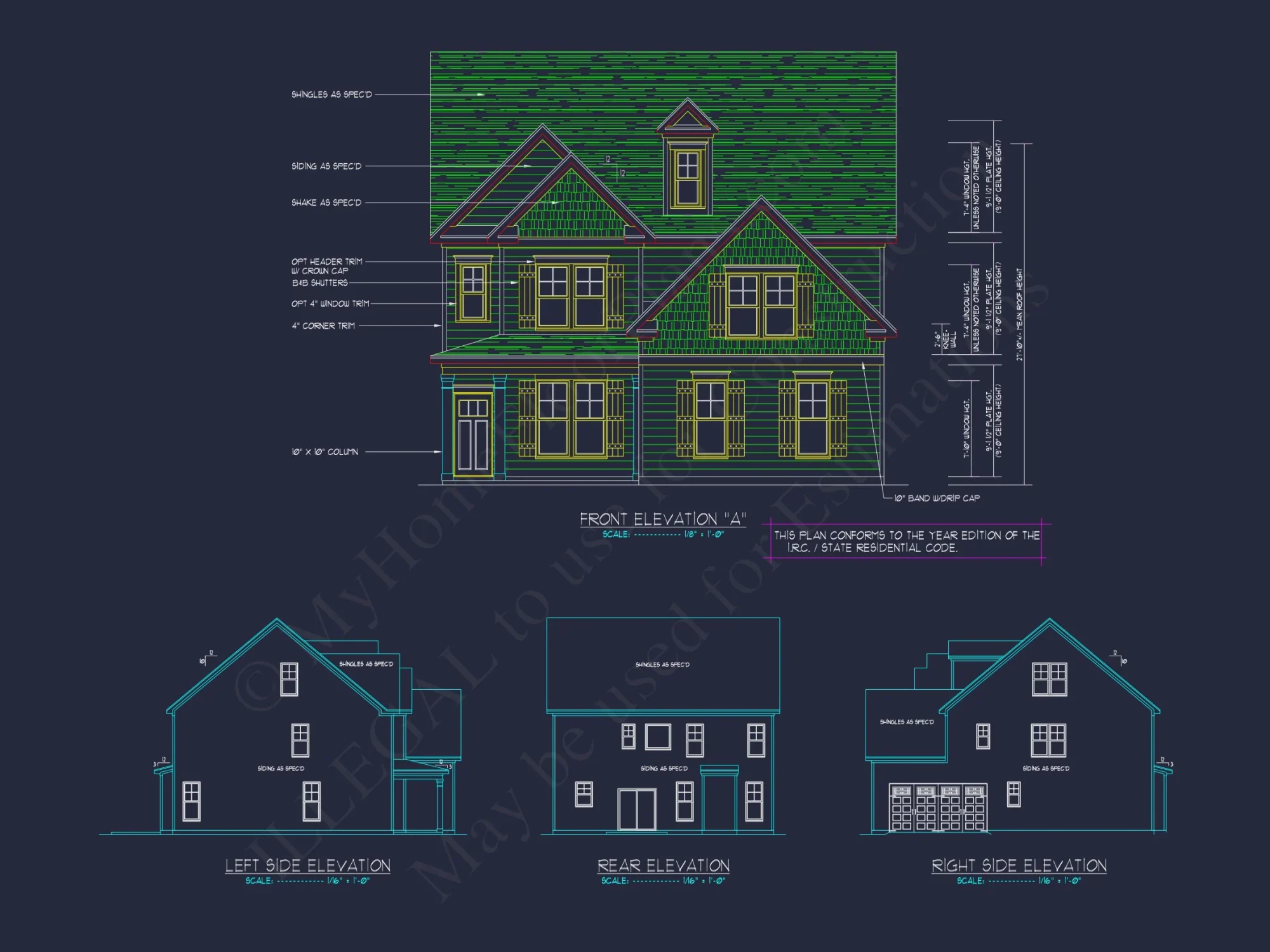 Modern Craftsman house Plan with 2 Floors and CAD Designs