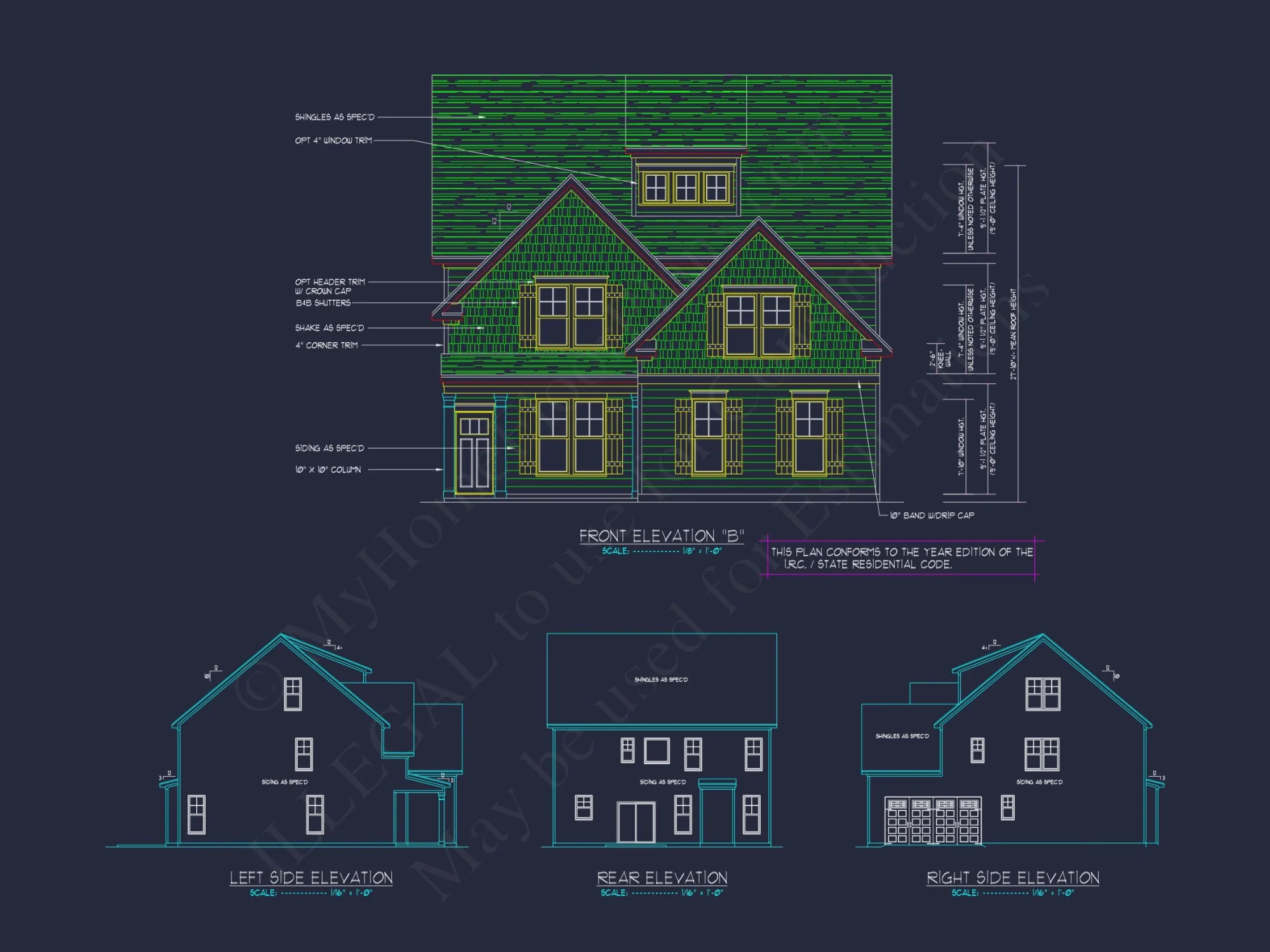 Modern Craftsman house Plan with 2 Floors and CAD Designs