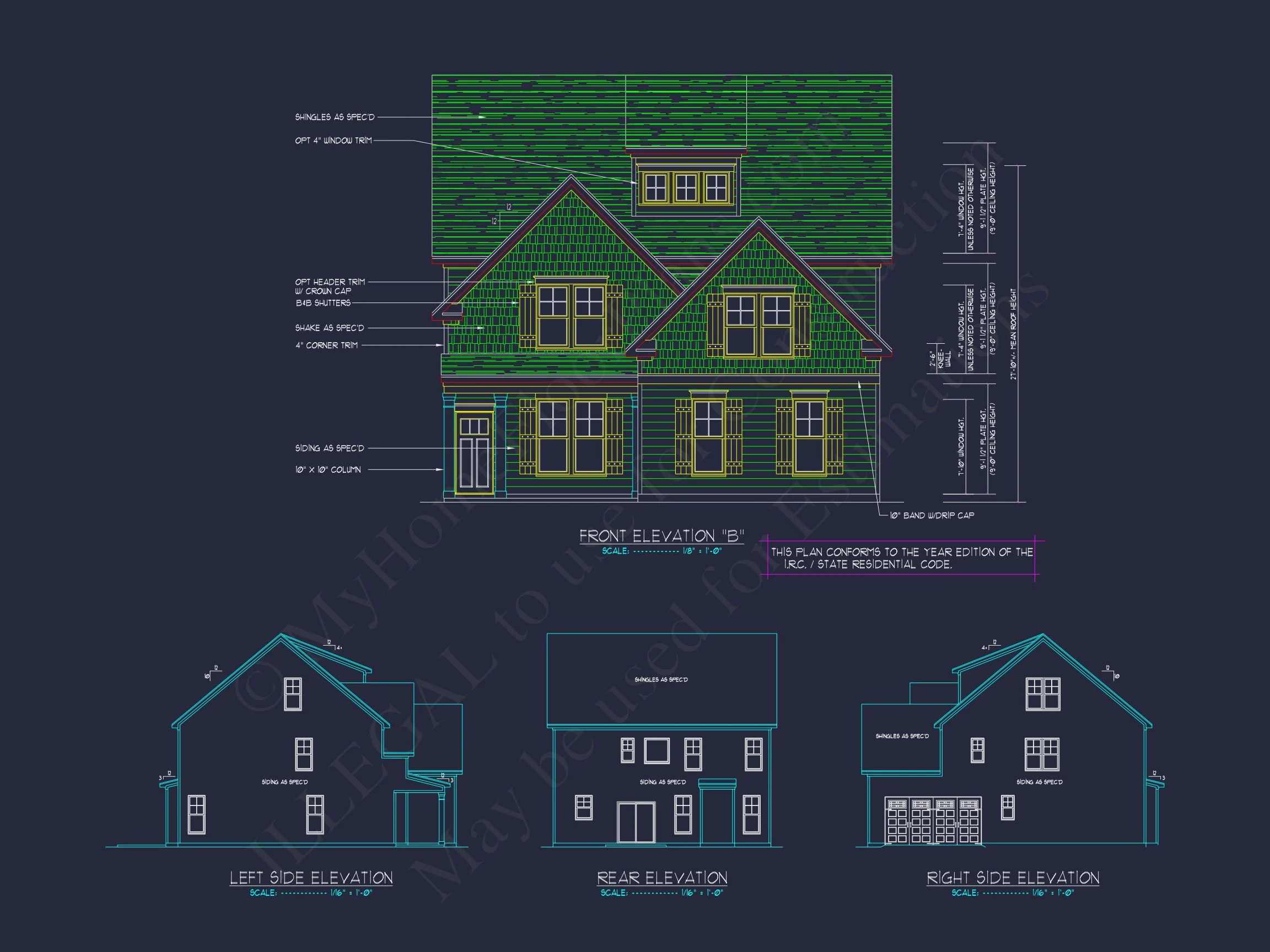 Modern Craftsman house Plan with 2 Floors and CAD Designs