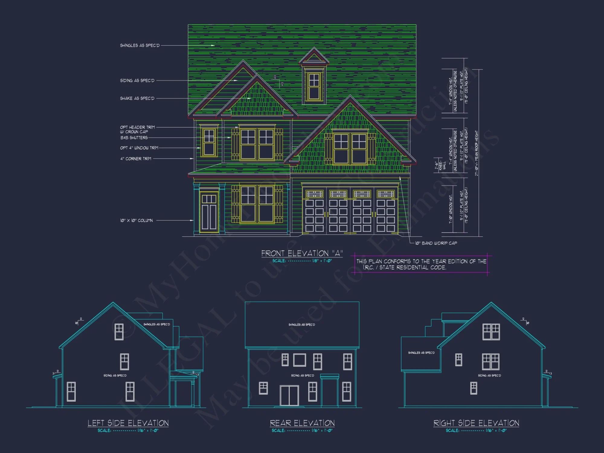 Modern Craftsman house Plan with 2 Floors and CAD Designs