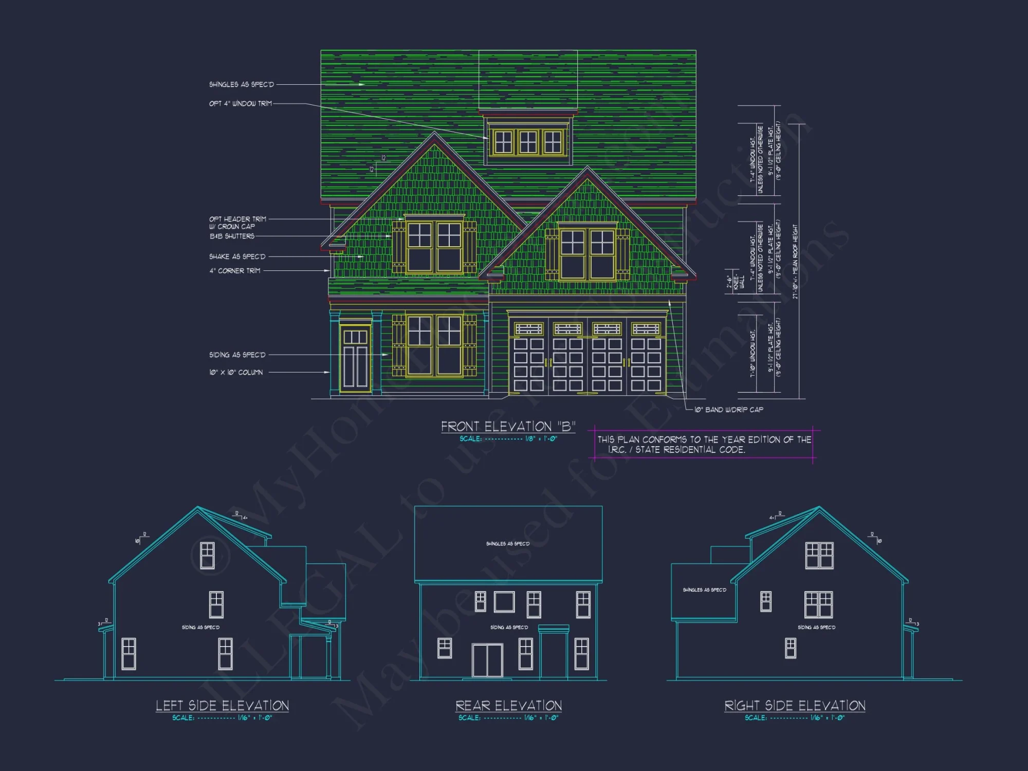 Modern Craftsman house Plan with 2 Floors and CAD Designs