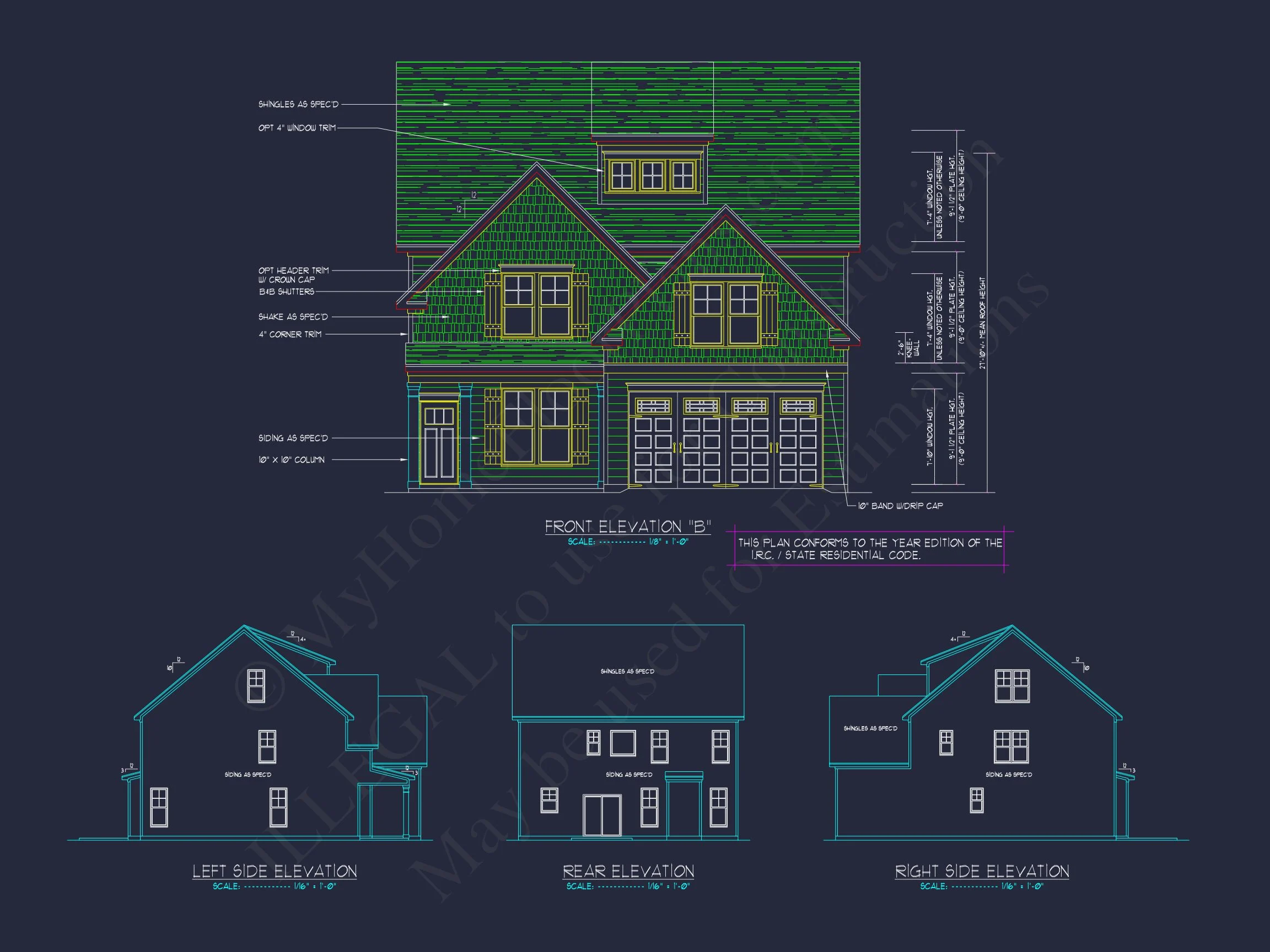 Modern Craftsman house Plan with 2 Floors and CAD Designs