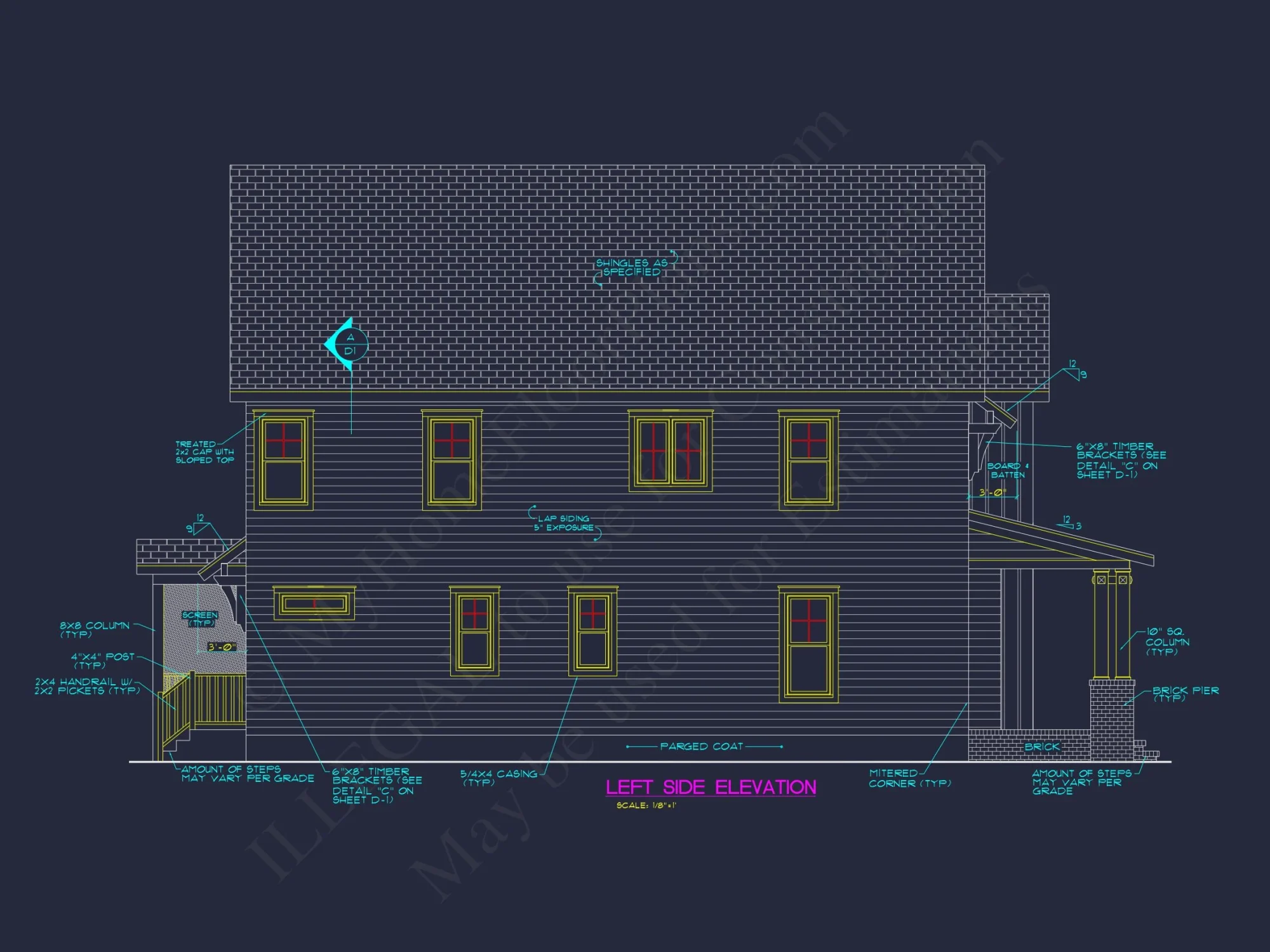 Craftsman house Floor Plan: Architectural CAD Designs