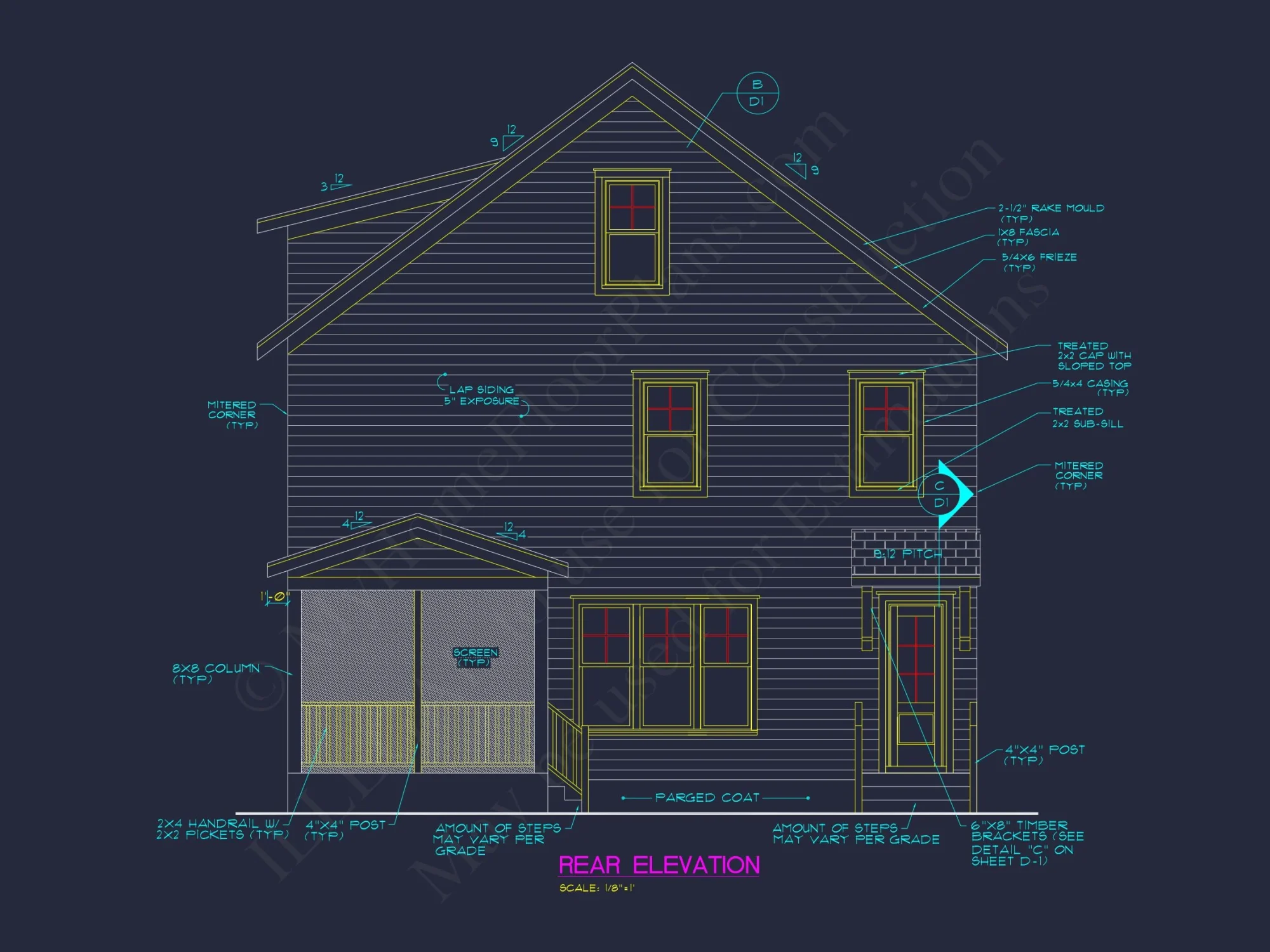 Craftsman house Floor Plan: Architectural CAD Designs