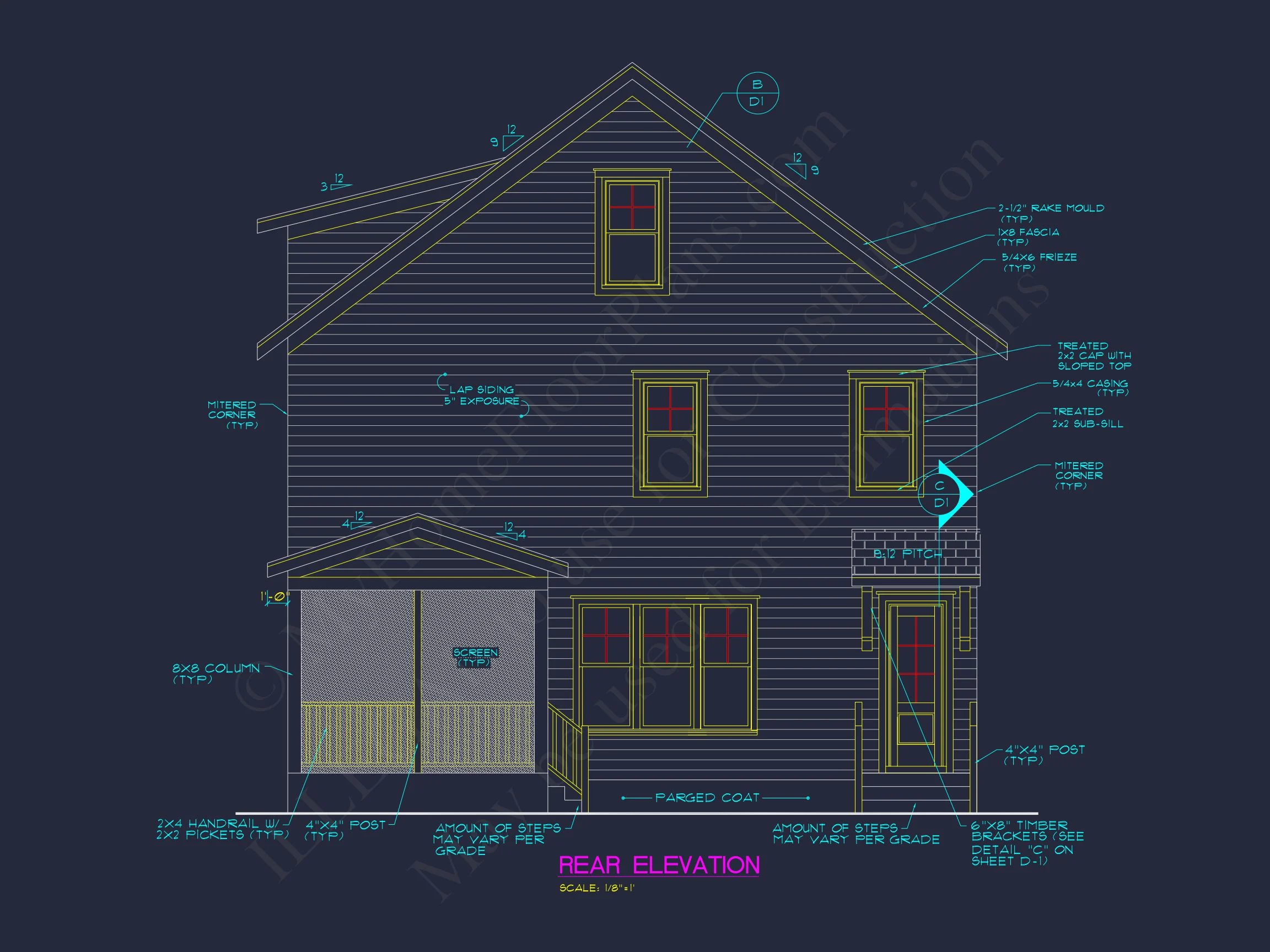 Craftsman house Floor Plan: Architectural CAD Designs