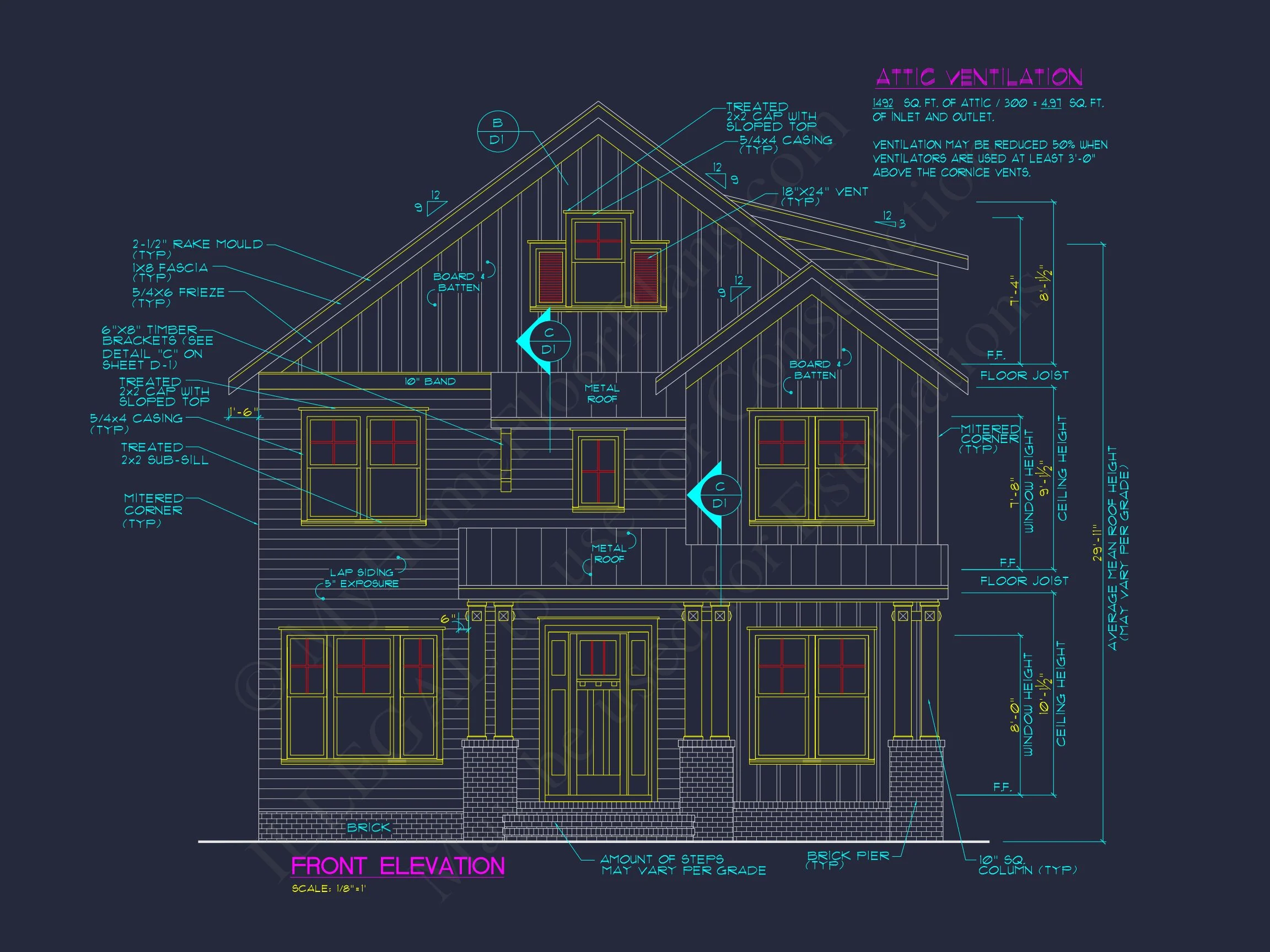 Craftsman house Floor Plan: Architectural CAD Designs