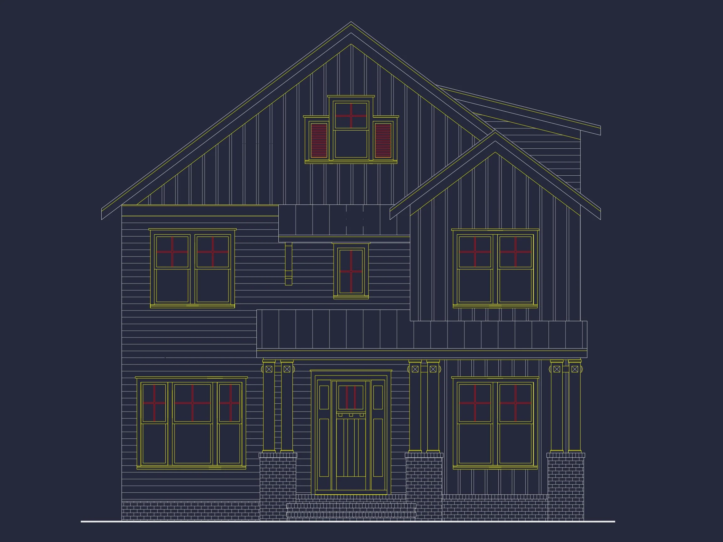 Craftsman house Floor Plan: Architectural CAD Designs