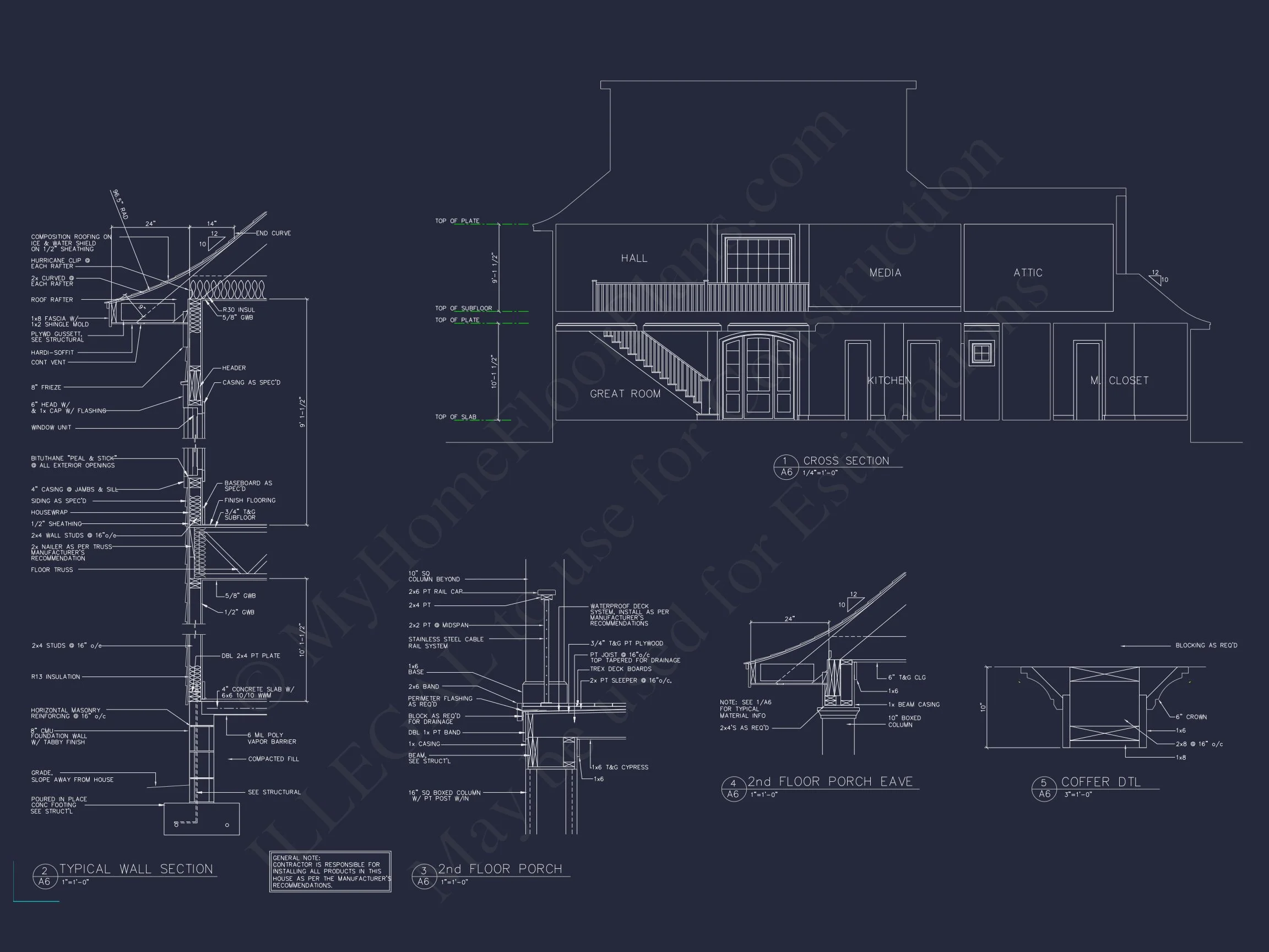 15-1876 HOUSE PLAN - Detailed House Plan With Floor Plans, Blueprints & CAD Designs 5 Detailed house Plan With Floor Plans, Blueprints & CAD Designs