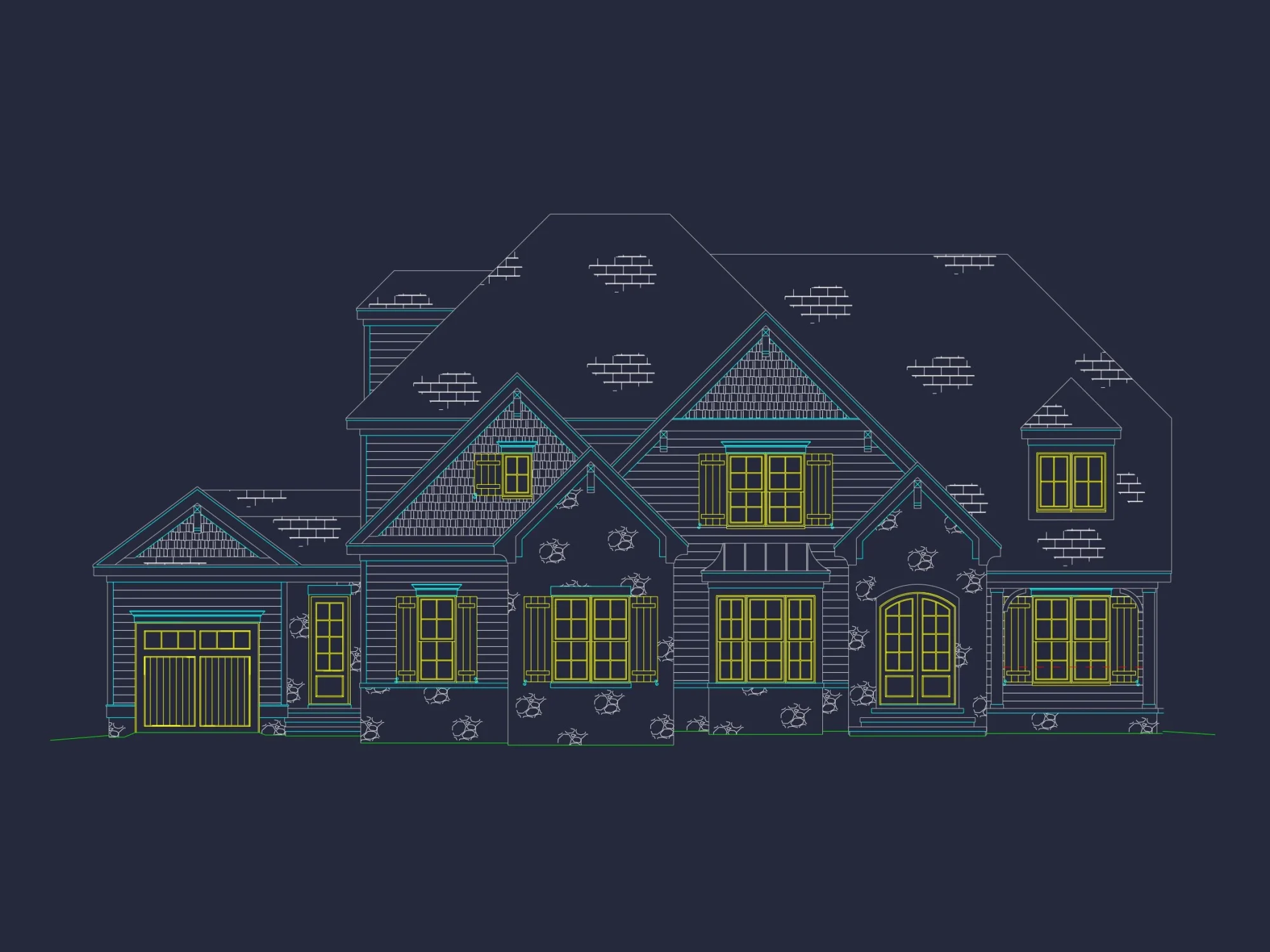 Elegant house Design with CAD Blueprint and Floor Plan Features