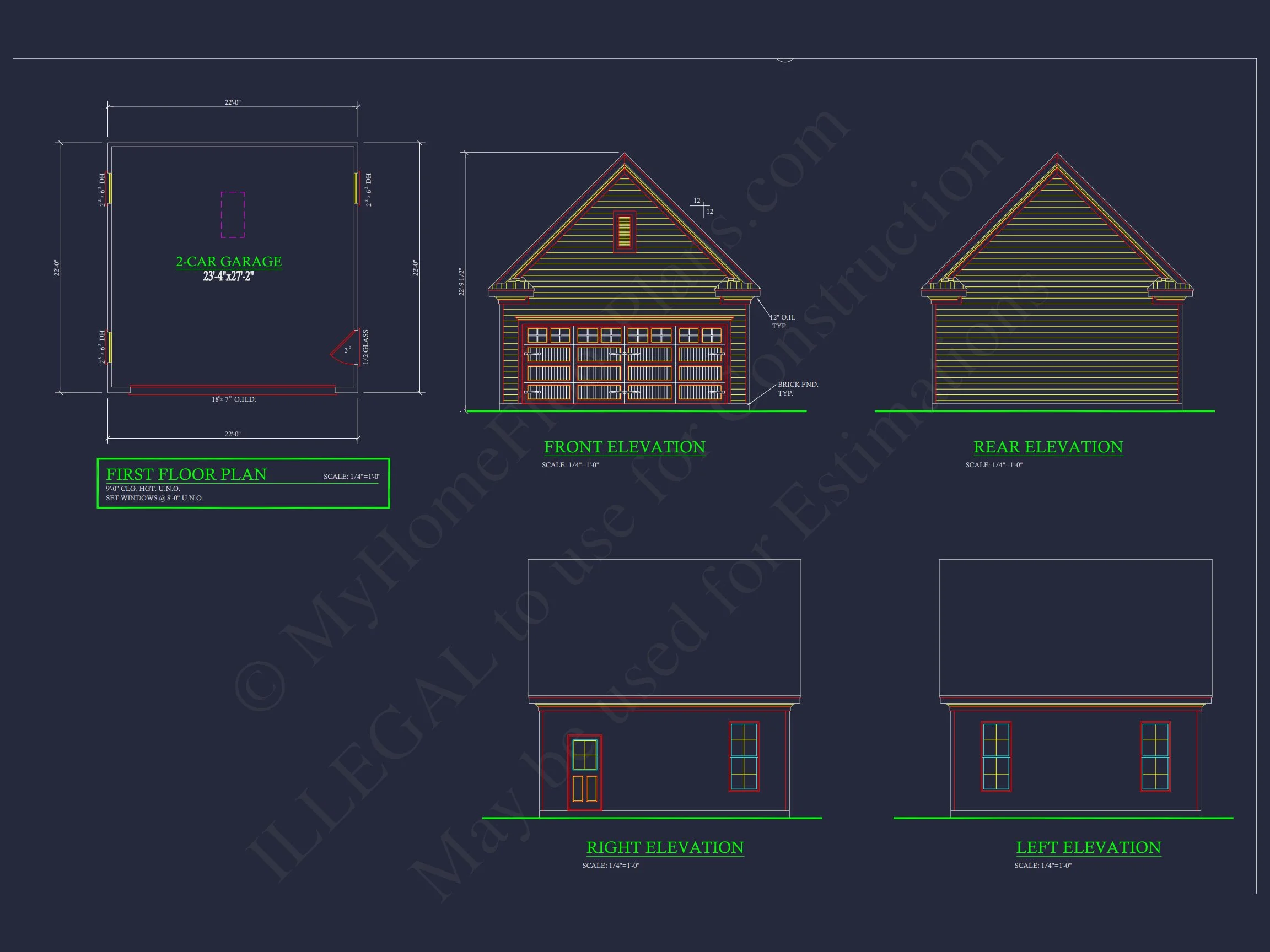 Colonial Farmhouse Floor Plan with CAD and Blueprint Designs