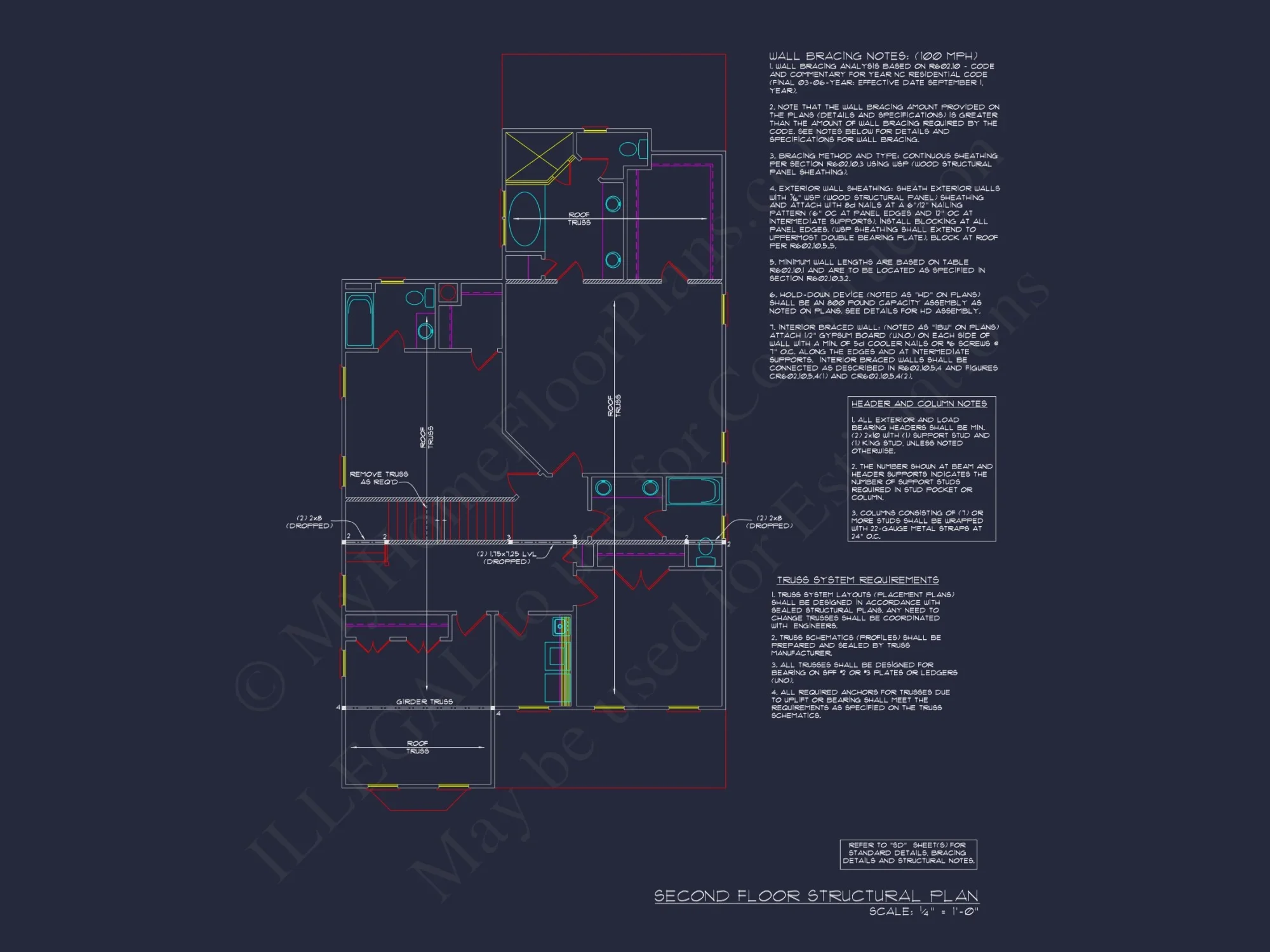 Colonial Farmhouse Floor Plan with CAD and Blueprint Designs