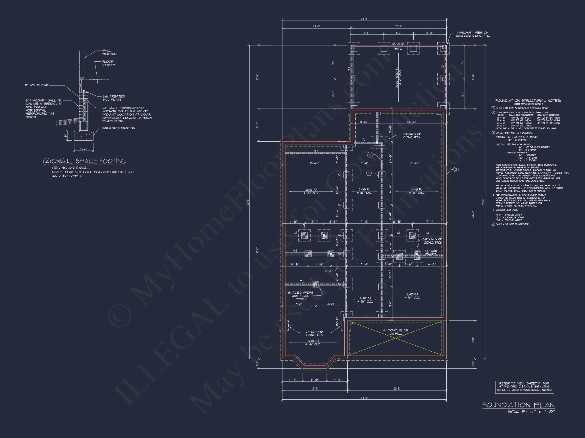 Colonial Farmhouse Floor Plan with CAD and Blueprint Designs