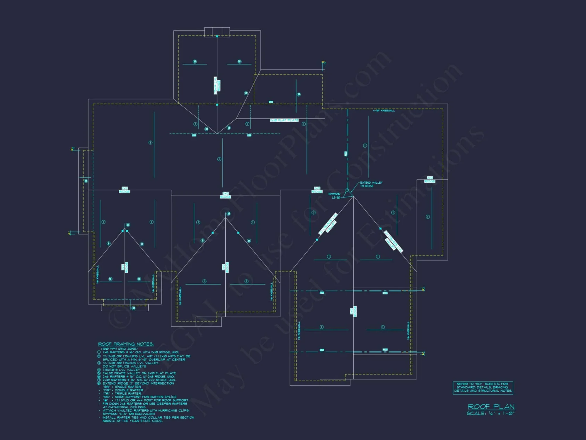 Modern Craftsman house Plan with 4 Bedrooms and 2 Floors