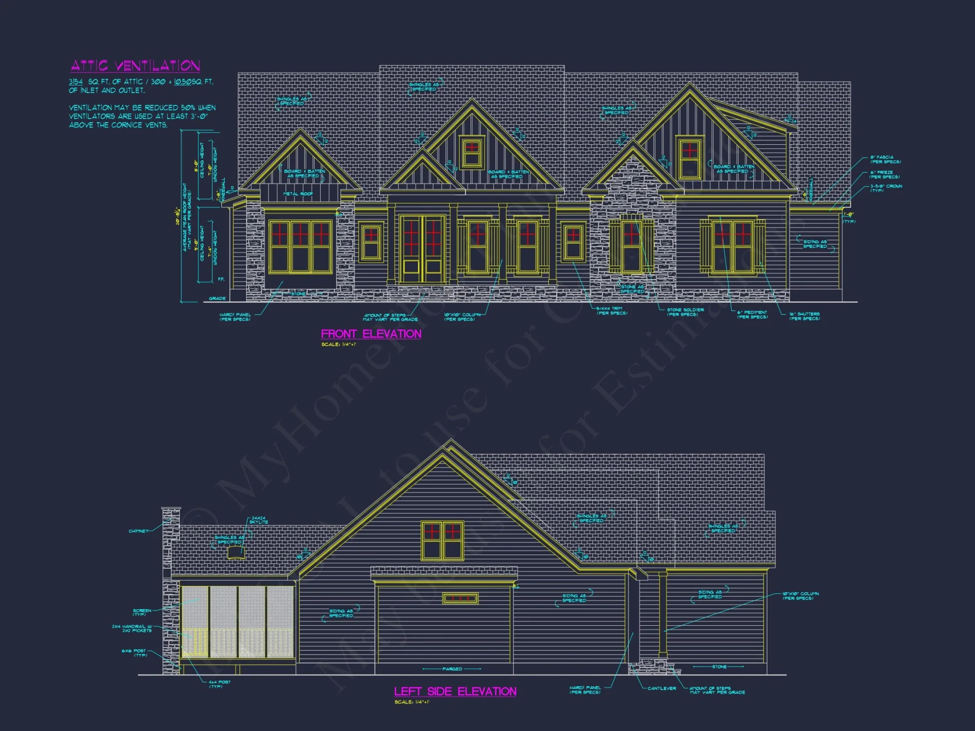 Modern Craftsman house Plan with 4 Bedrooms and 2 Floors
